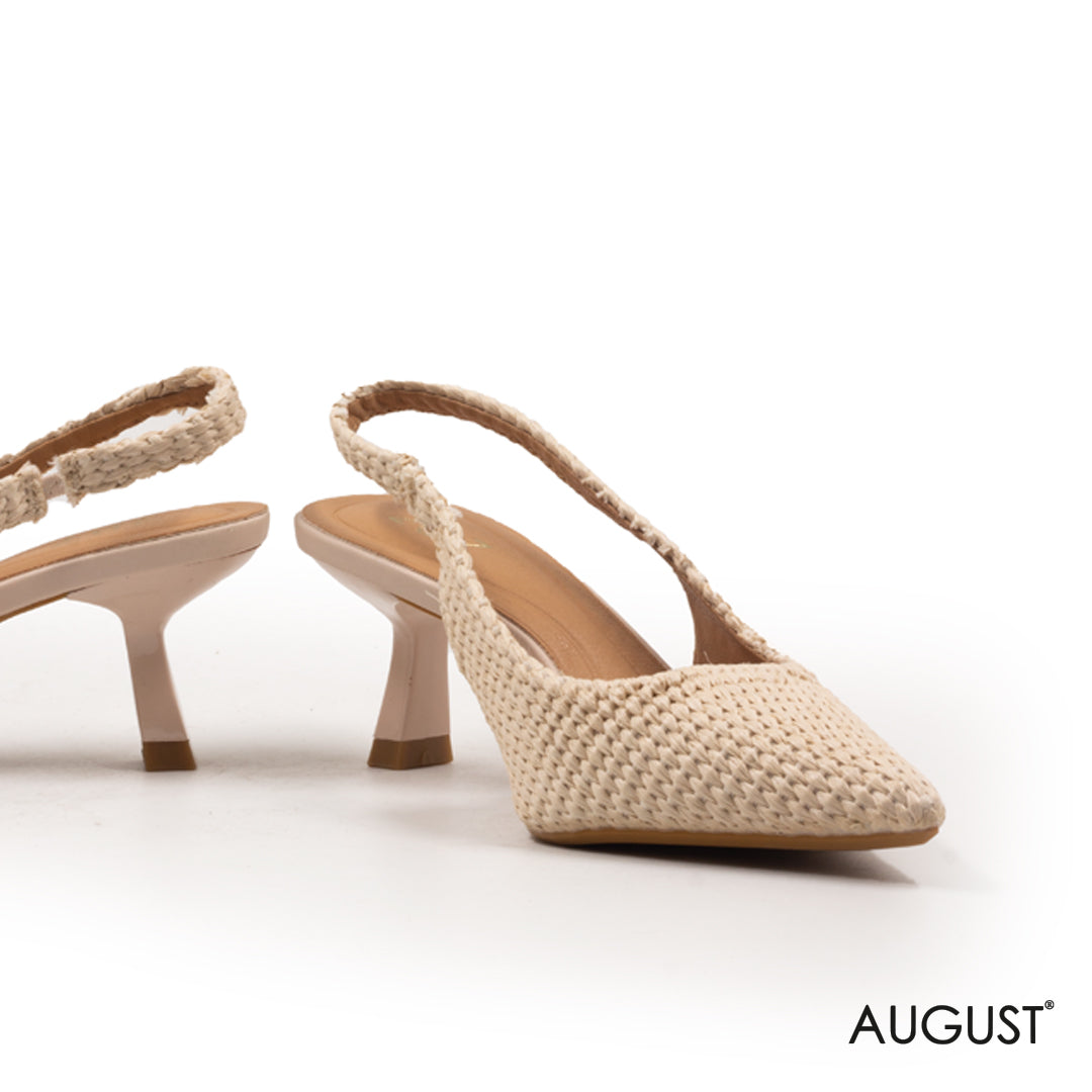 LOW- HEEL SLINGBACK STRAW SHOES