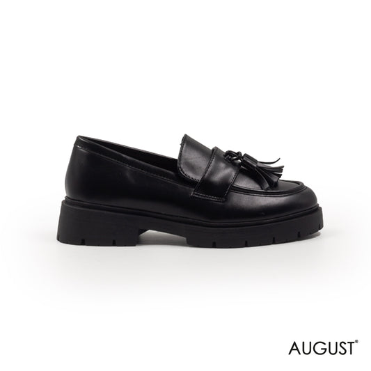 FLAT LEATHER LOAFERS WITH BUCKLE
