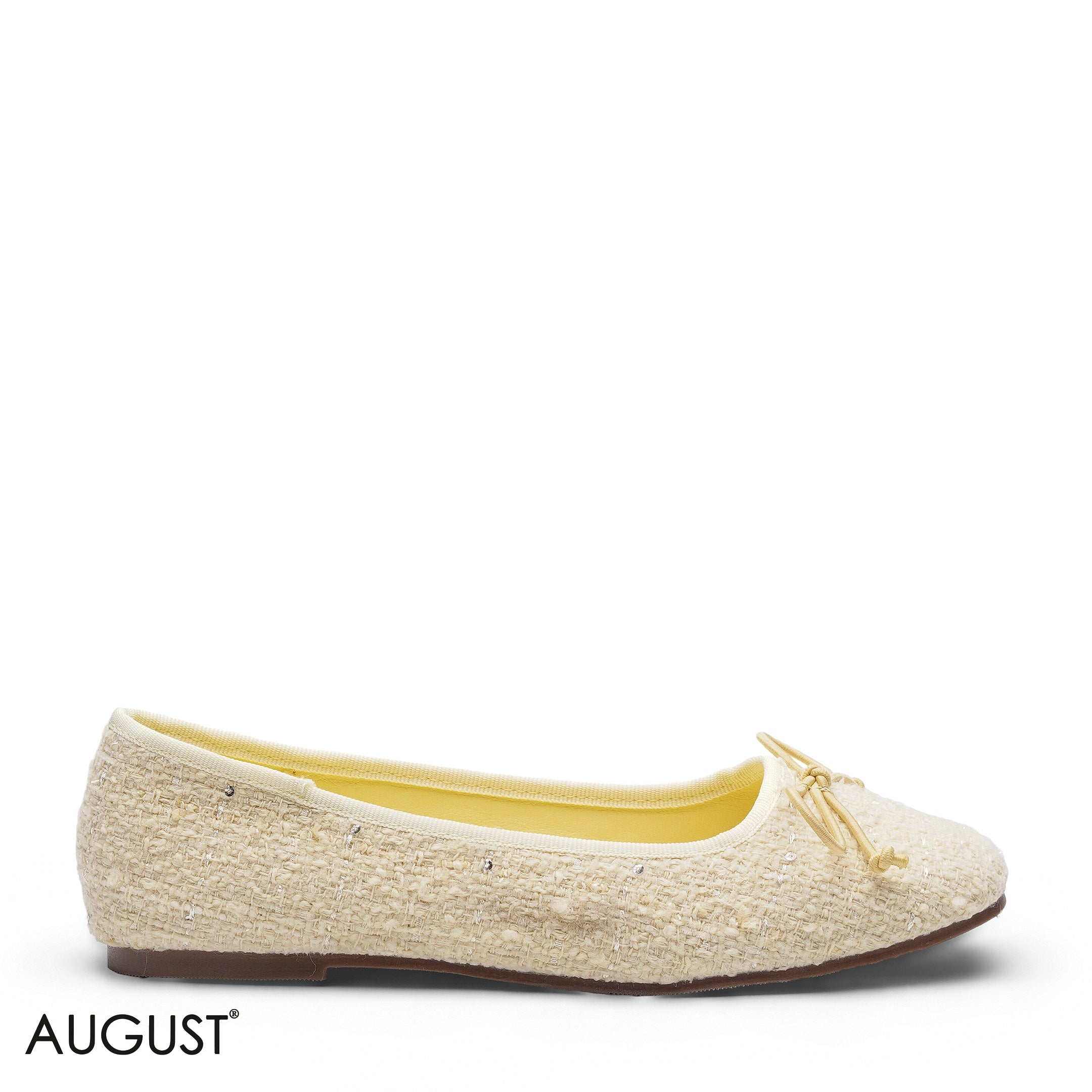 ELEGANT YELLOW TWEED SLINGBACK FLAT