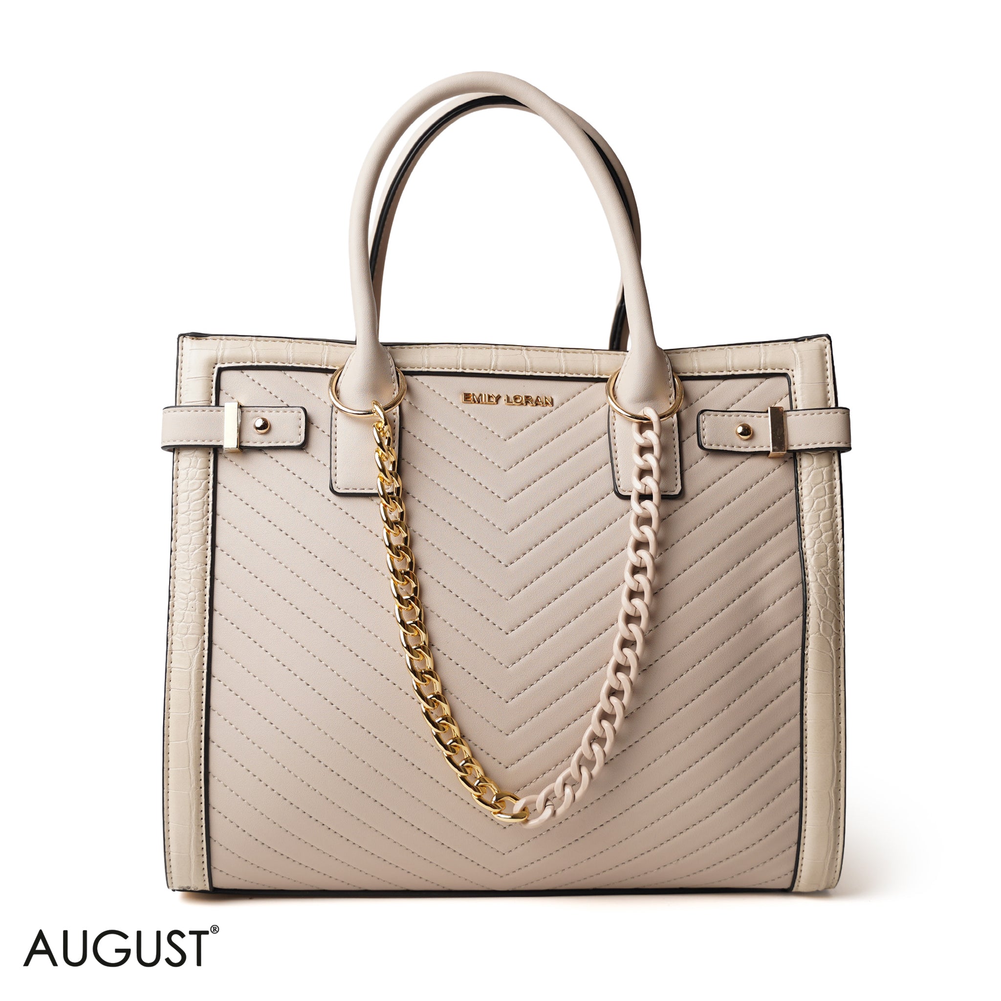 BLACK SQUARED HAND BAG WITH SIMPLE BUFF DETAIL - LARGE