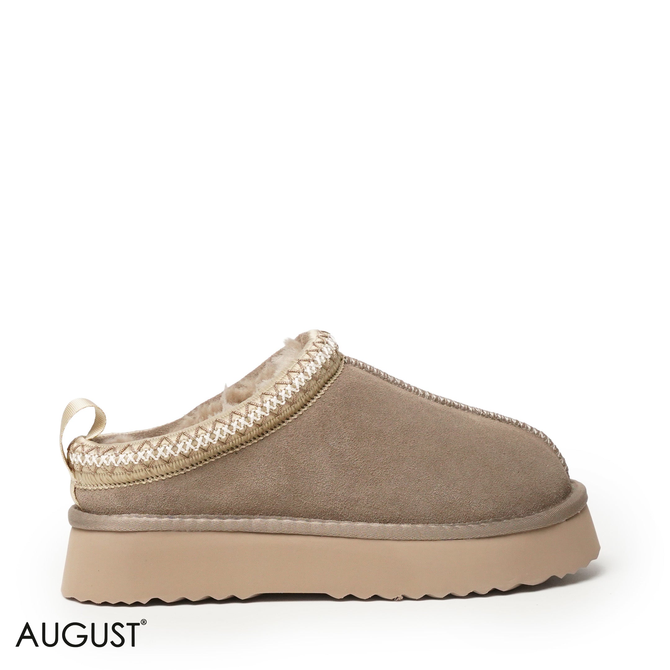 TAUPE SUEDE LEATHER UGGS WITH DETAIL TOUCH