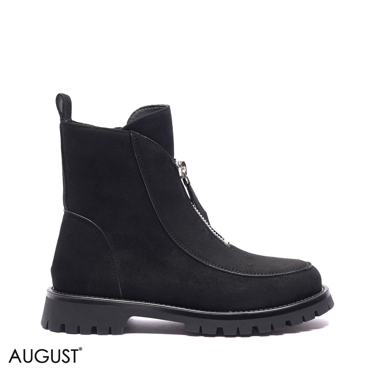 FRONT-ZIP LUG-SOLE SUEDE BOOTS