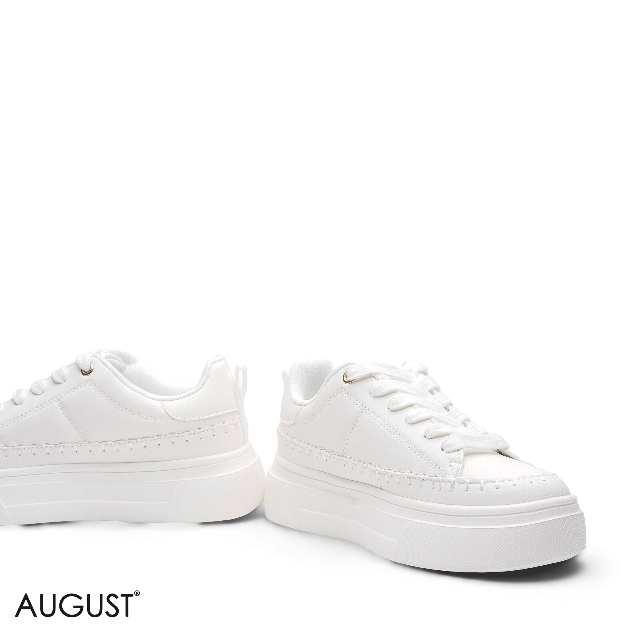 ELEGANT ALL-WHITE STITCHED PLATFORM SNEAKER