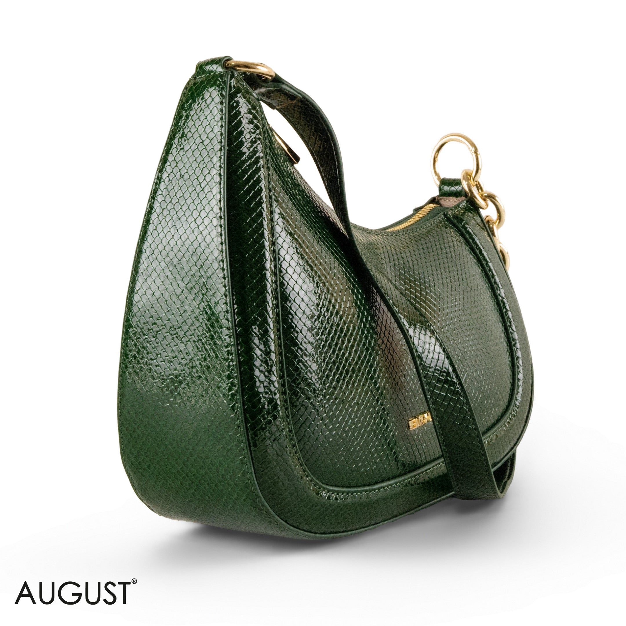 MODERN GLOSSY SNAKE LEATHER SHOULDER BAG WITH MINI WALLET - SMALL