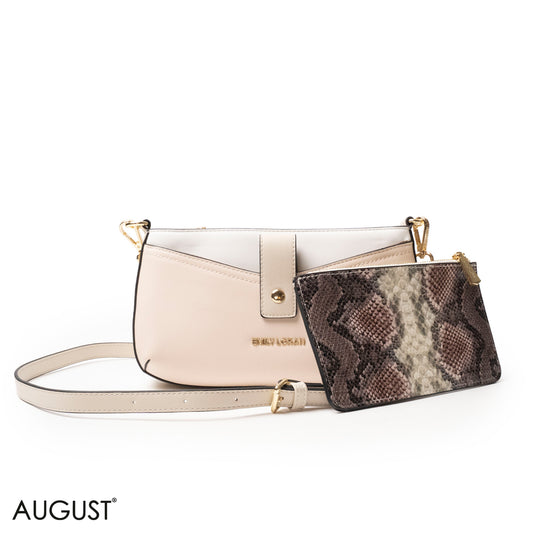 LEATHER CROSSBODY WITH SNAKESKIN PRINT- SMALL