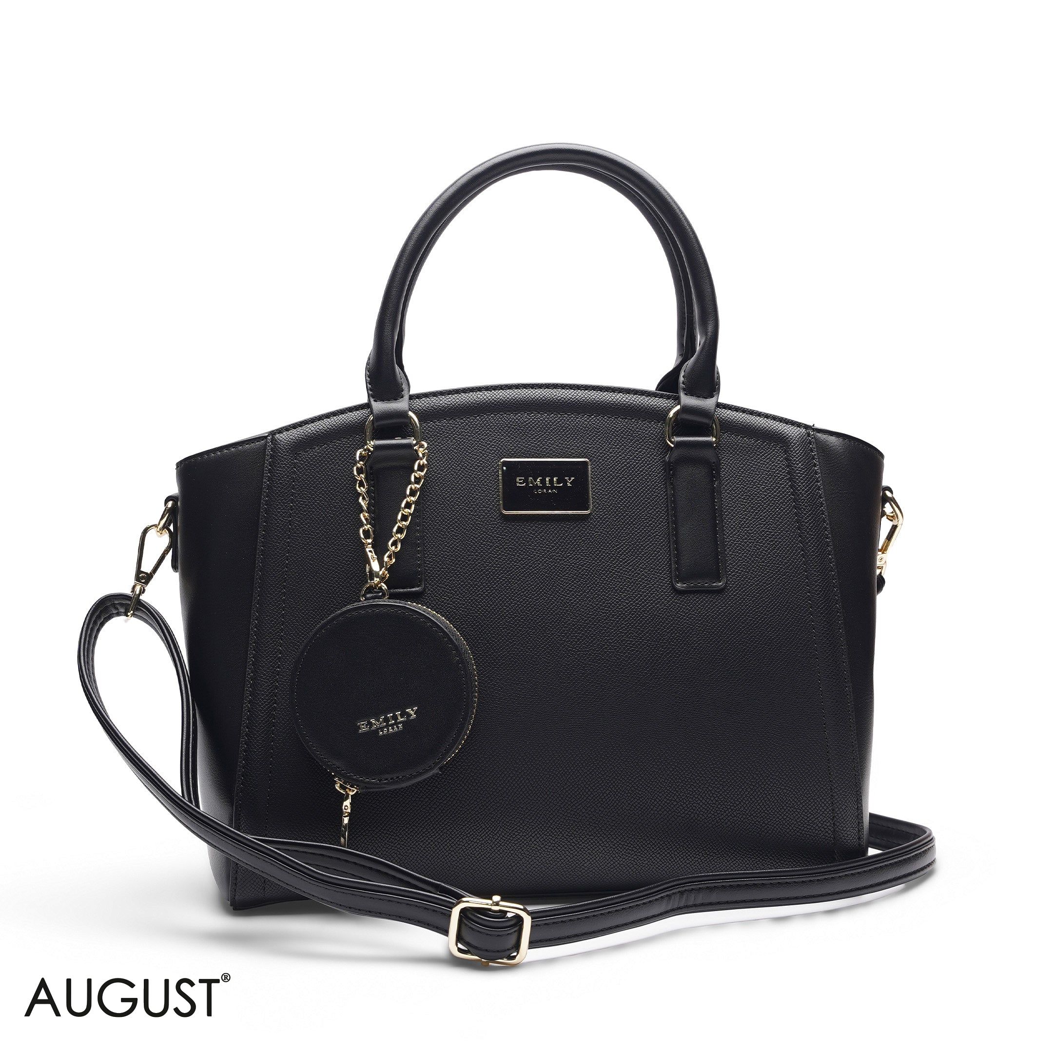 BLACK TOTE BAG WITH WALLET - LARGE
