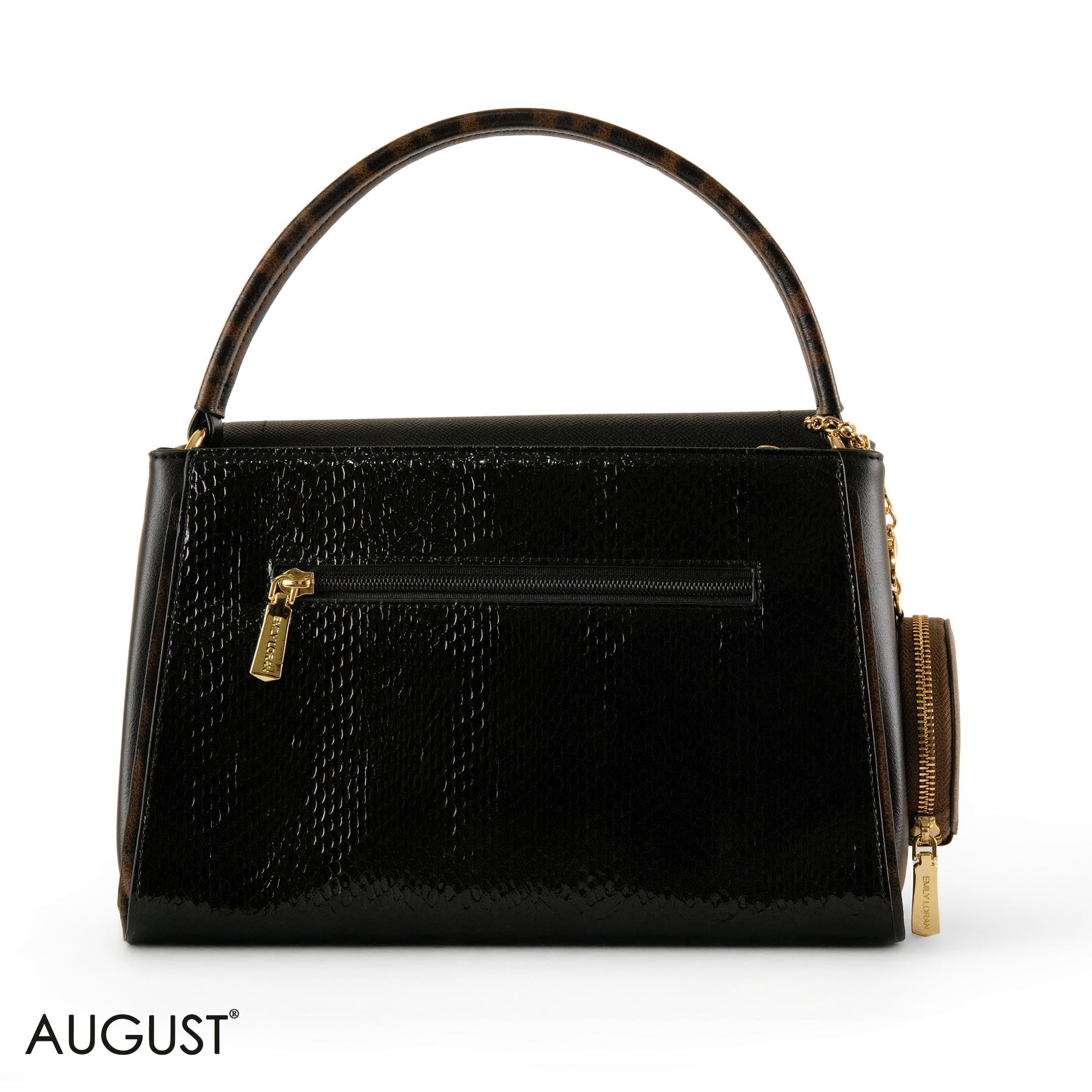 SMOOTH LEATHER HANDBAG WITH DETAIL SNAKE METALLIC - MED