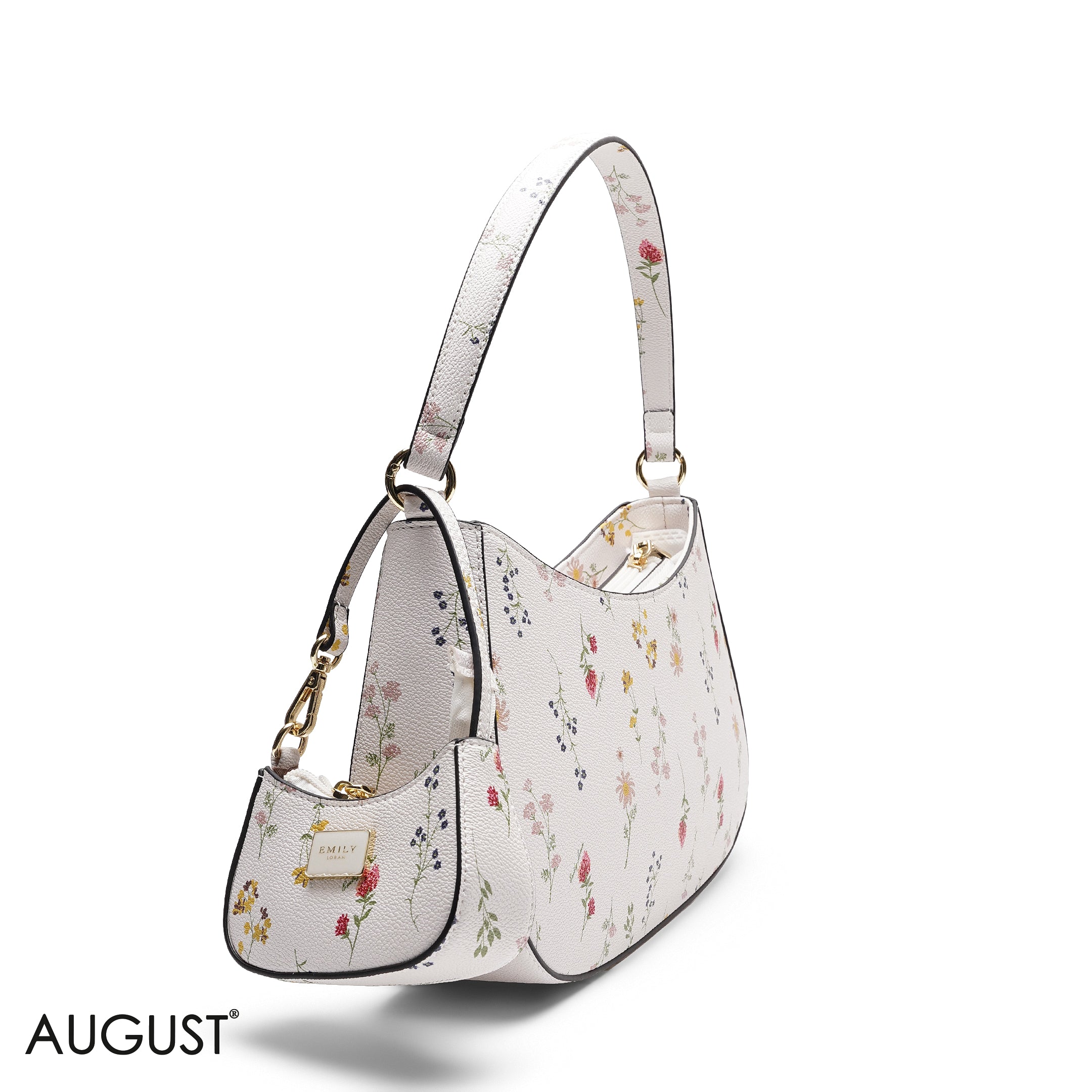 PINL FLORAL SHOULDER HOBO BAG WITH MINI BAG