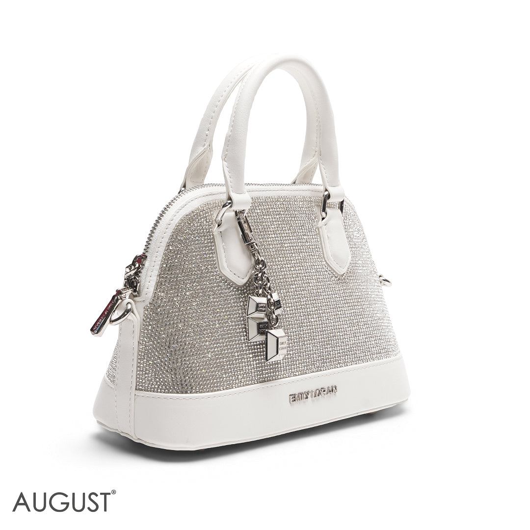 WHITE GLITTER DOME BAG
