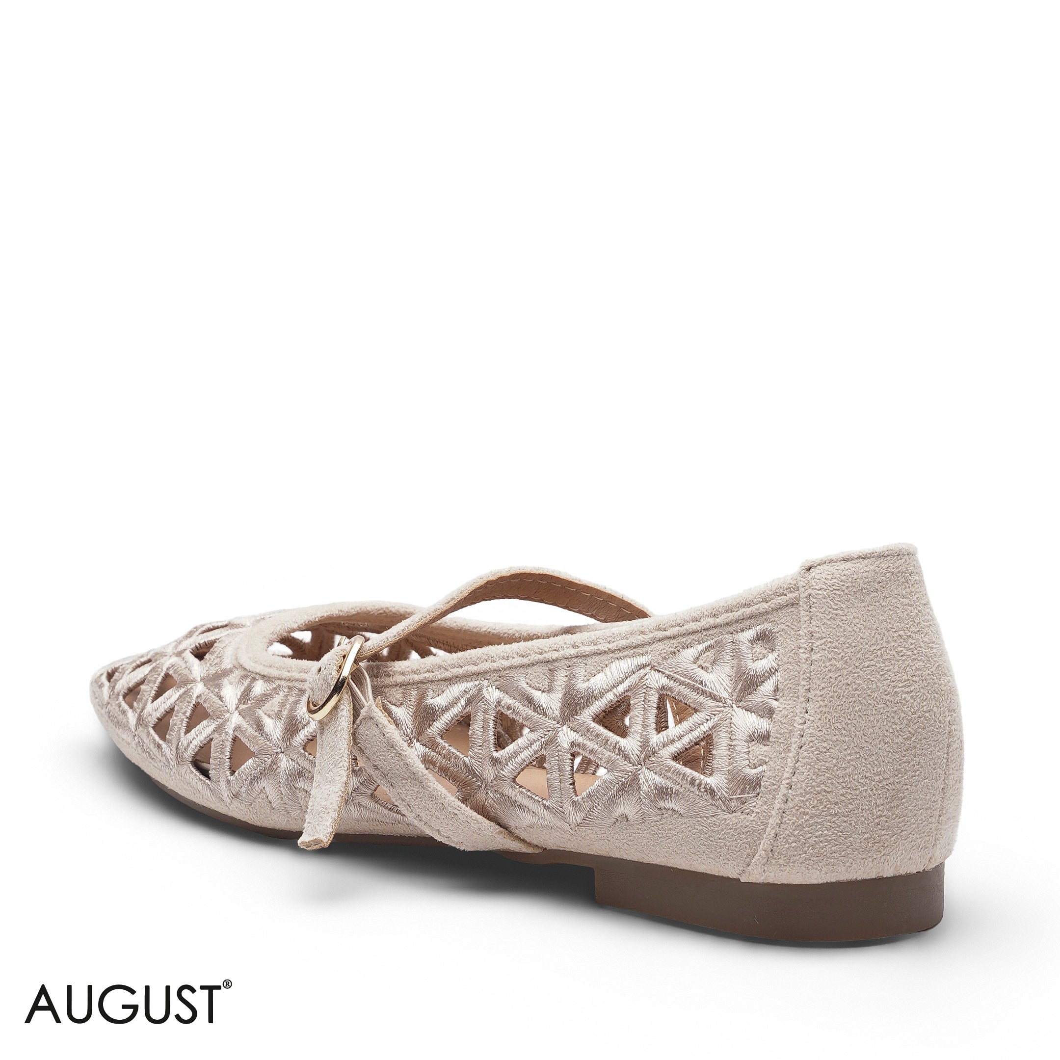 BEIGE SUEDE CUT-OUT GOLD MARY JANE