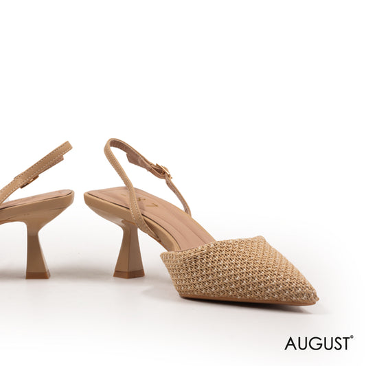STRAW LOW-HEEL SLINGBACK SHOES