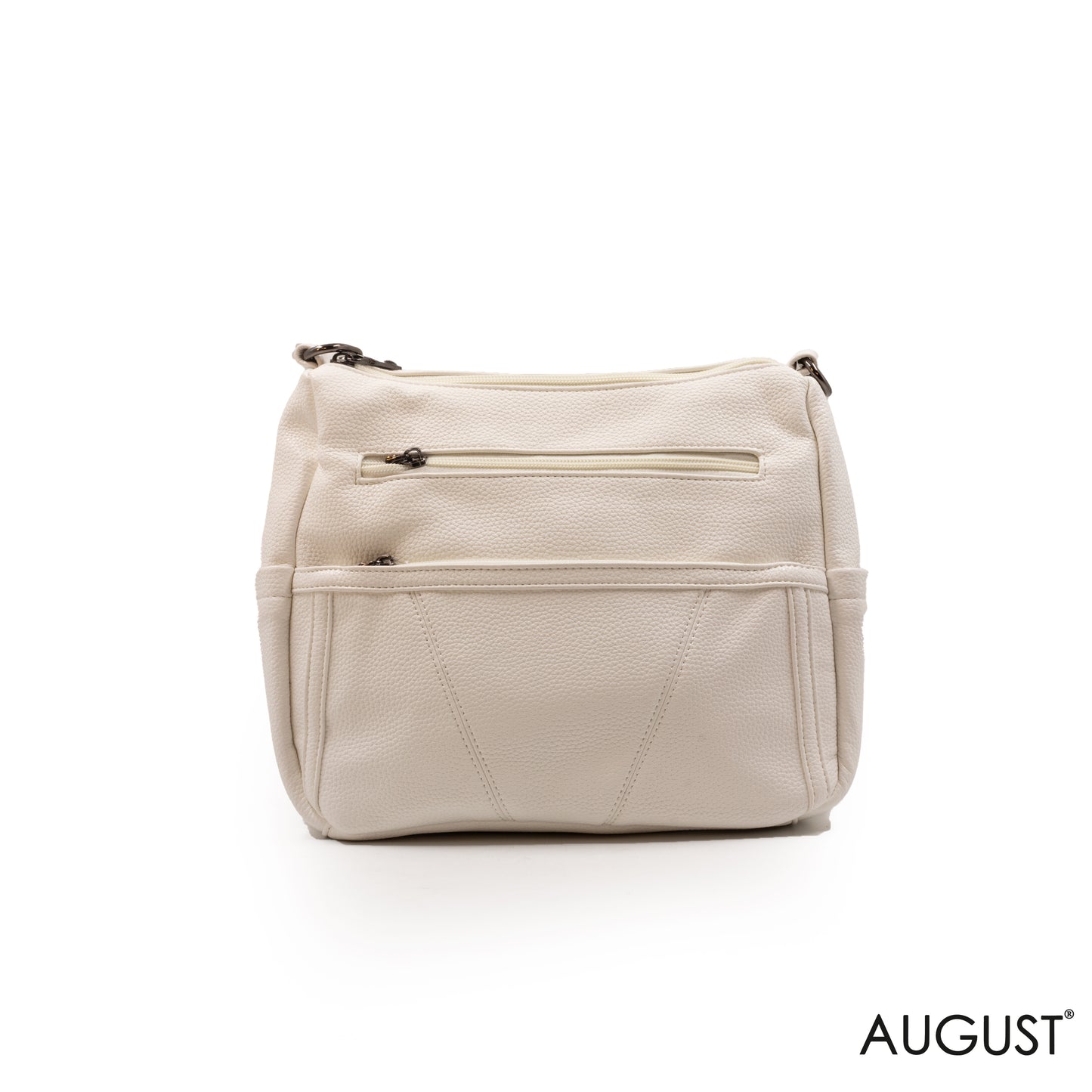 WHITE LEATHER CROSSED BAG