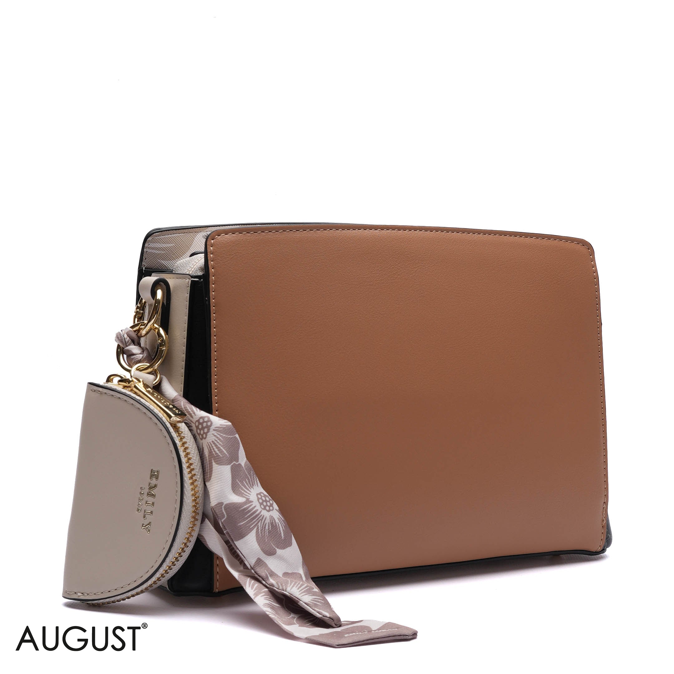 EMBOSSED FLORAL CROSSBODY BAG WITH POUCH