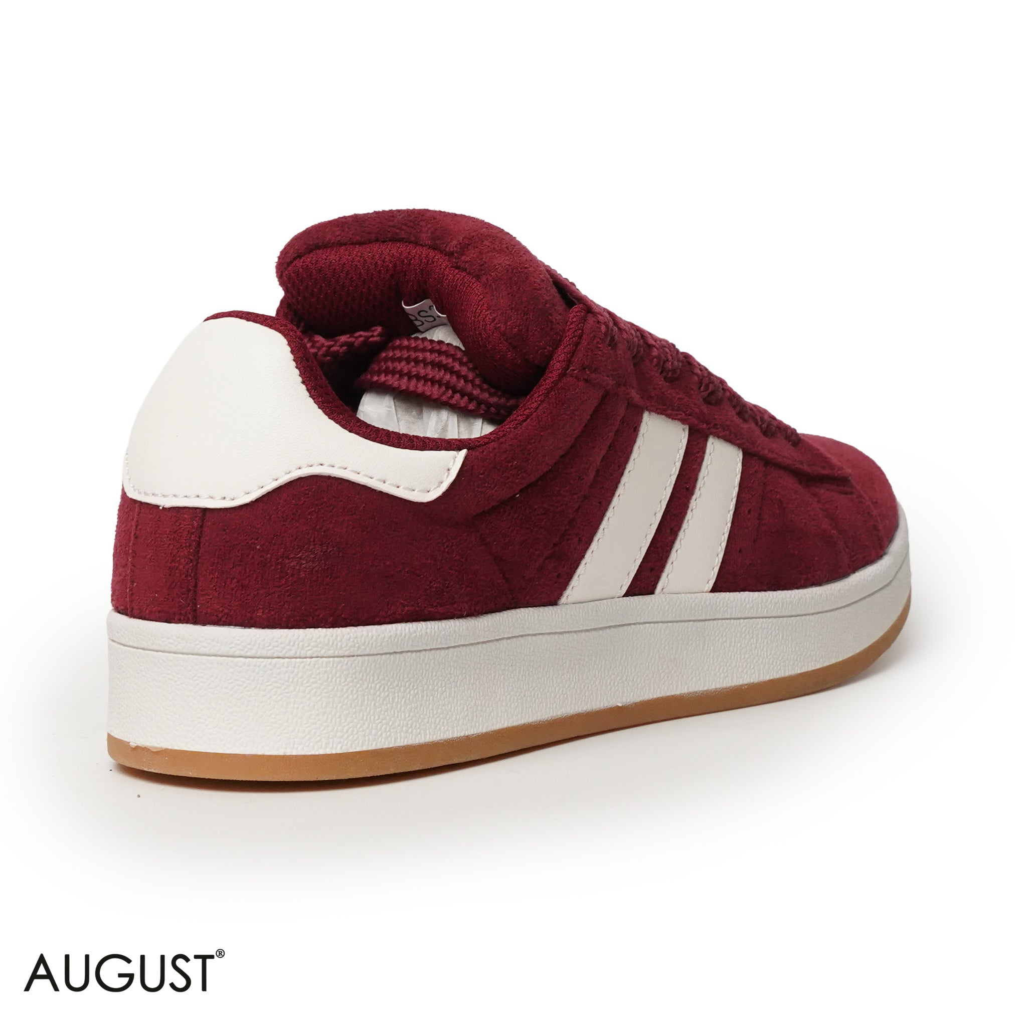 MAROON SUEDE UPPER SNEAKERS WITH RUBBER SOLE, CANVAS LACES