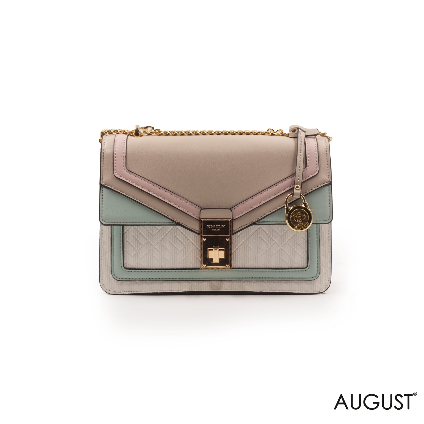 MIXED COLOR CROSSBODY BAG WITH FLAP DETAILS-MED