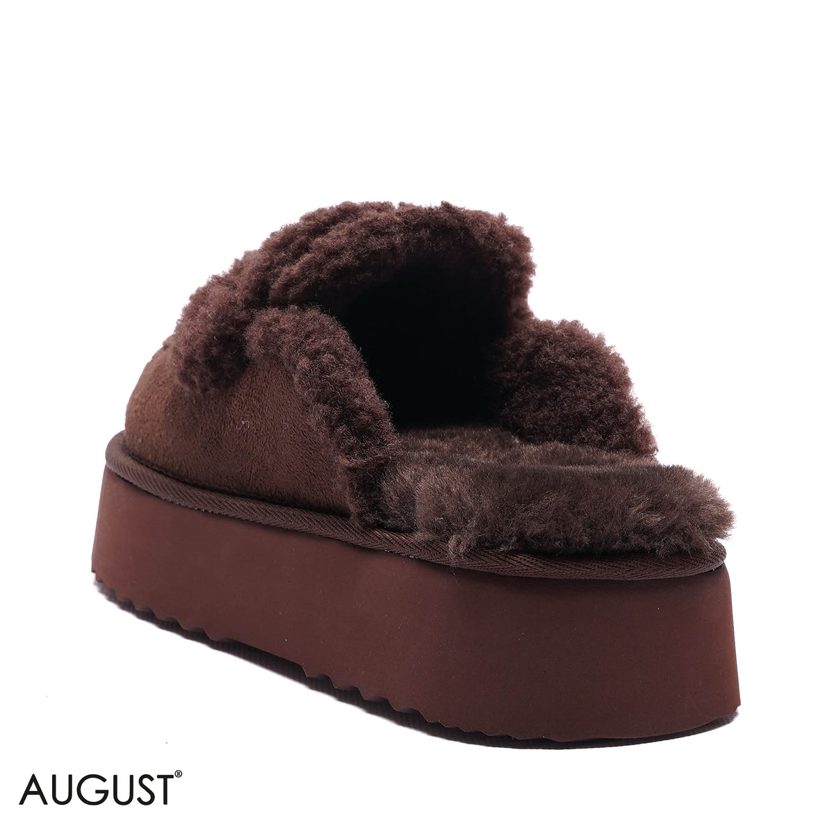 PLATFORM FAUX-FUR SUEDE SLIPPER