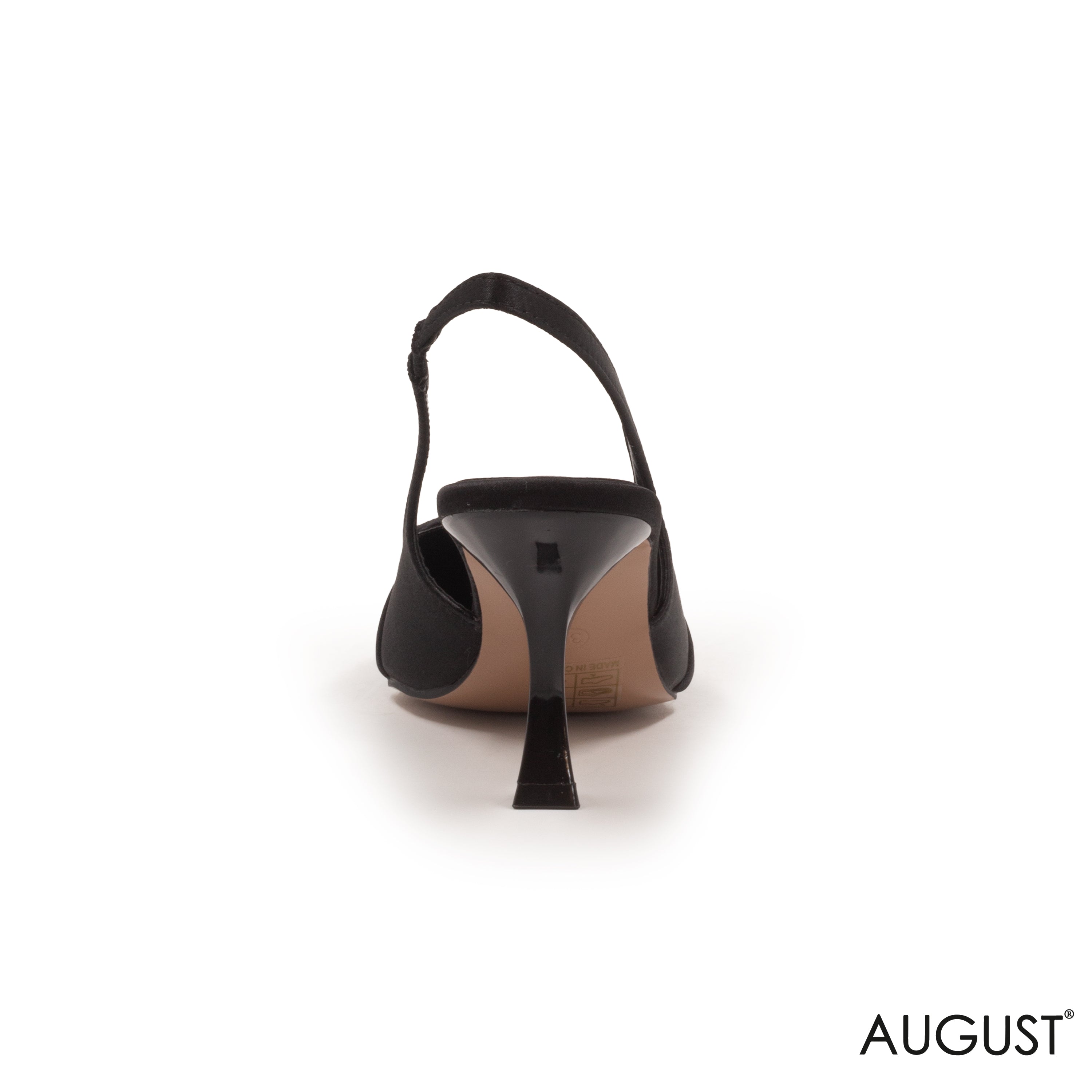 SPECIAL DESIGN BLACK SATIN SLINGBACK HEEL SHOES