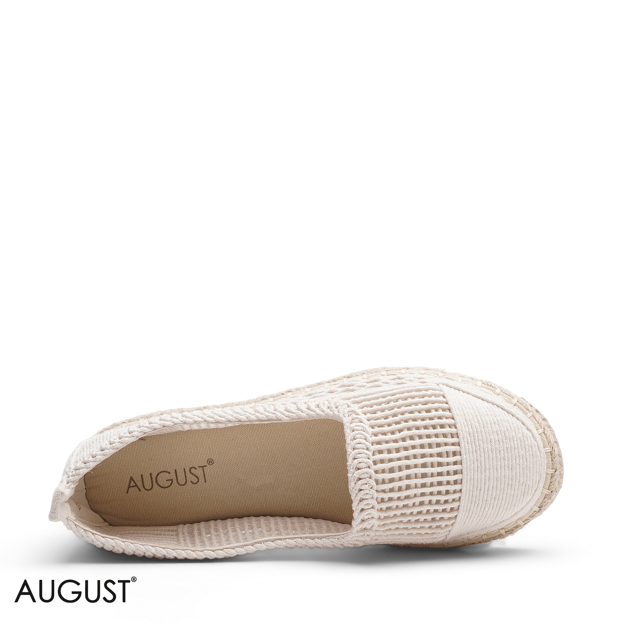 BEIGE CROCHET KNIT ESPADRILLE FLATS