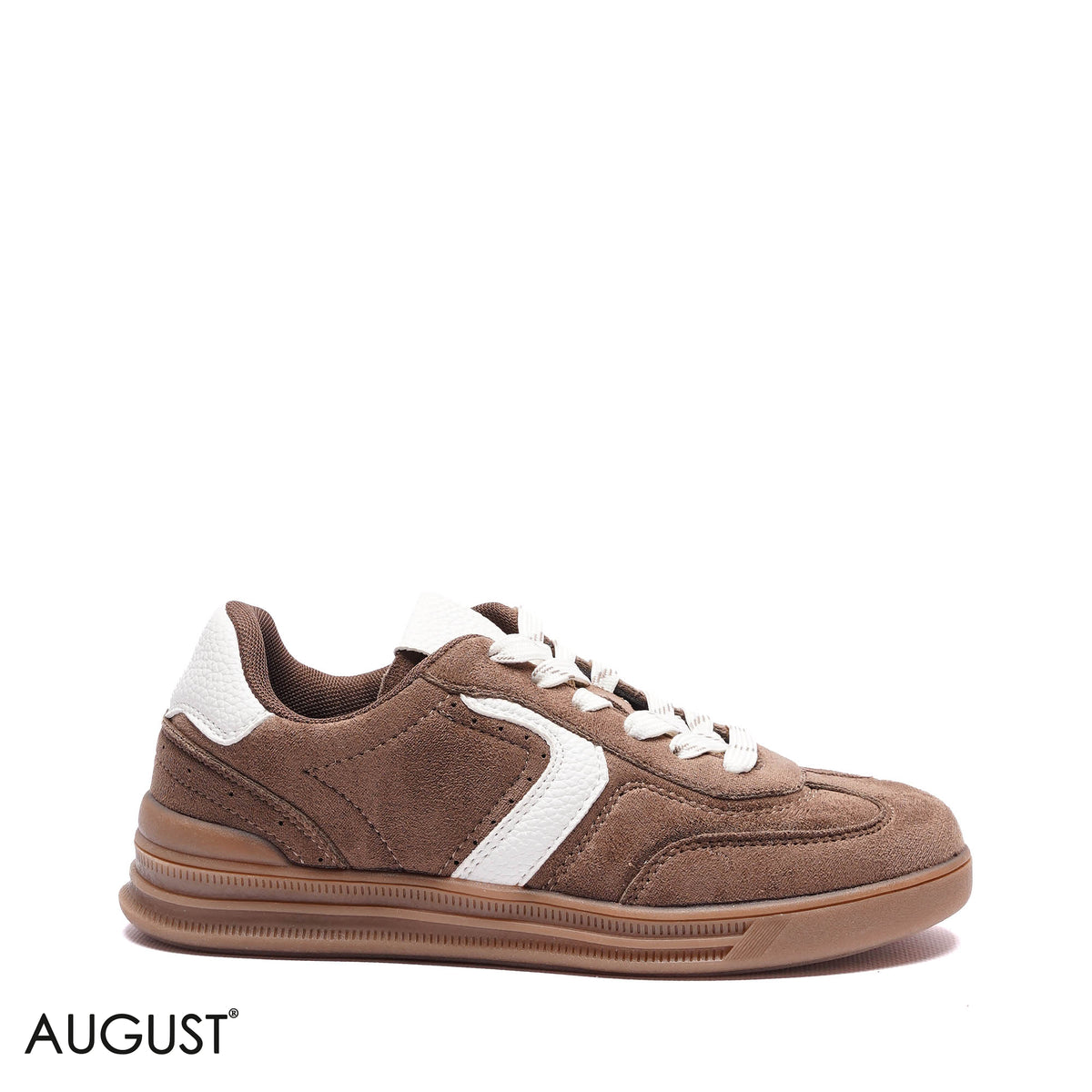 WHITE STRIPE SUEDE SNEAKERS