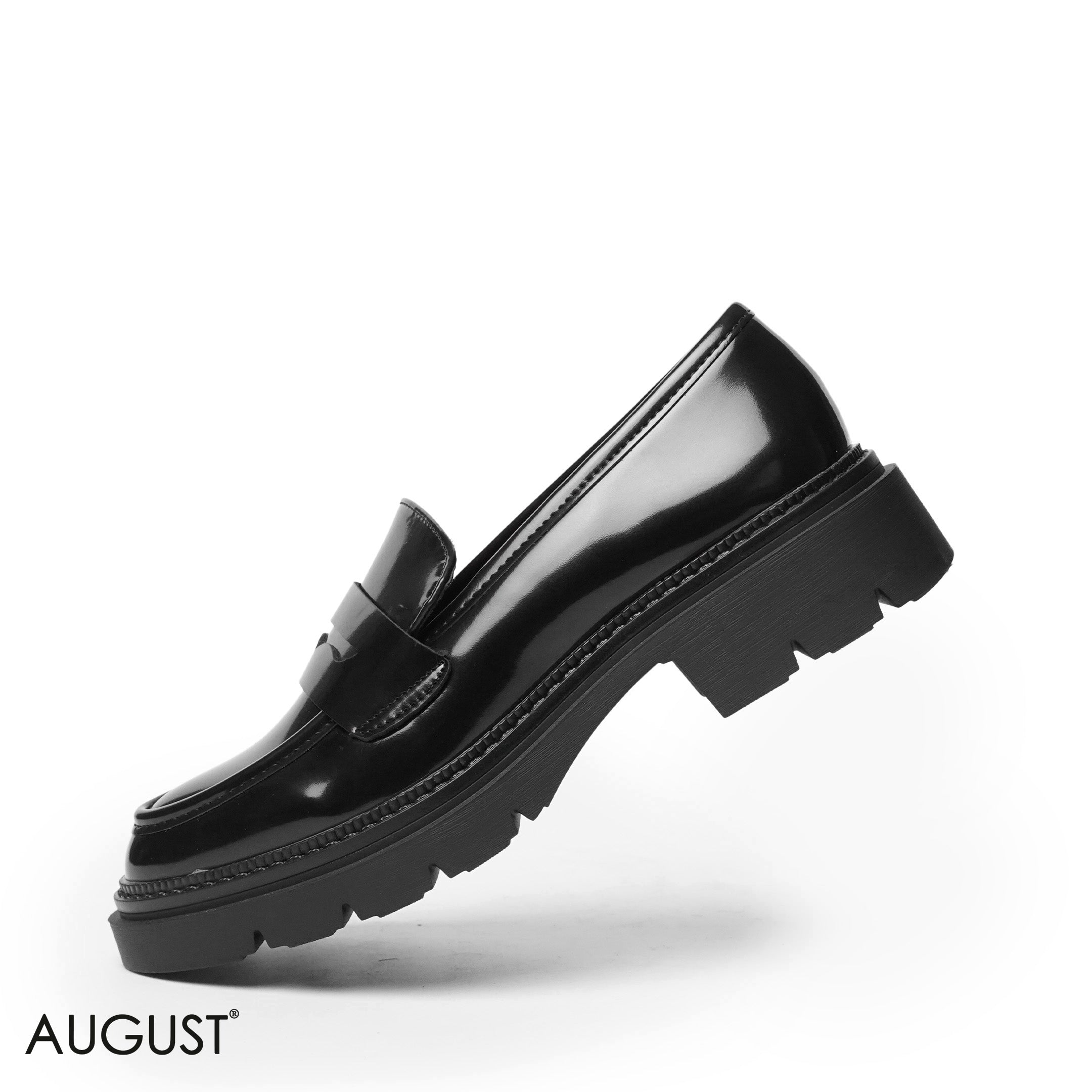 GLOSSY LEATHER LOAFERS WITH CHUNKY SOLE