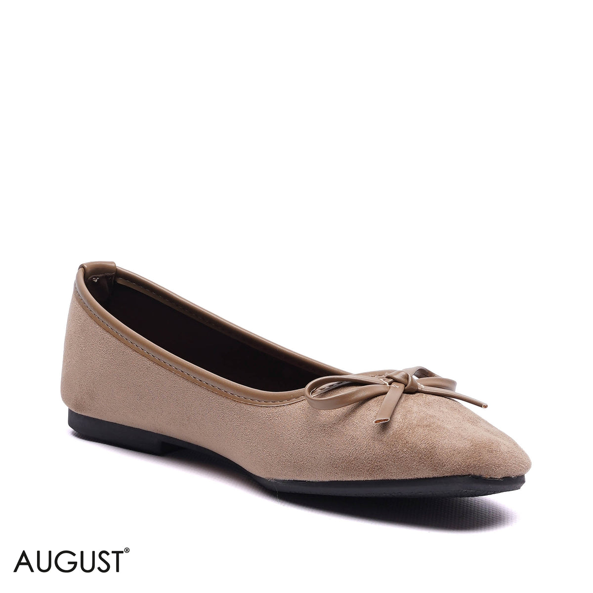 BOW DETAIL SUEDE BALLET FLATS