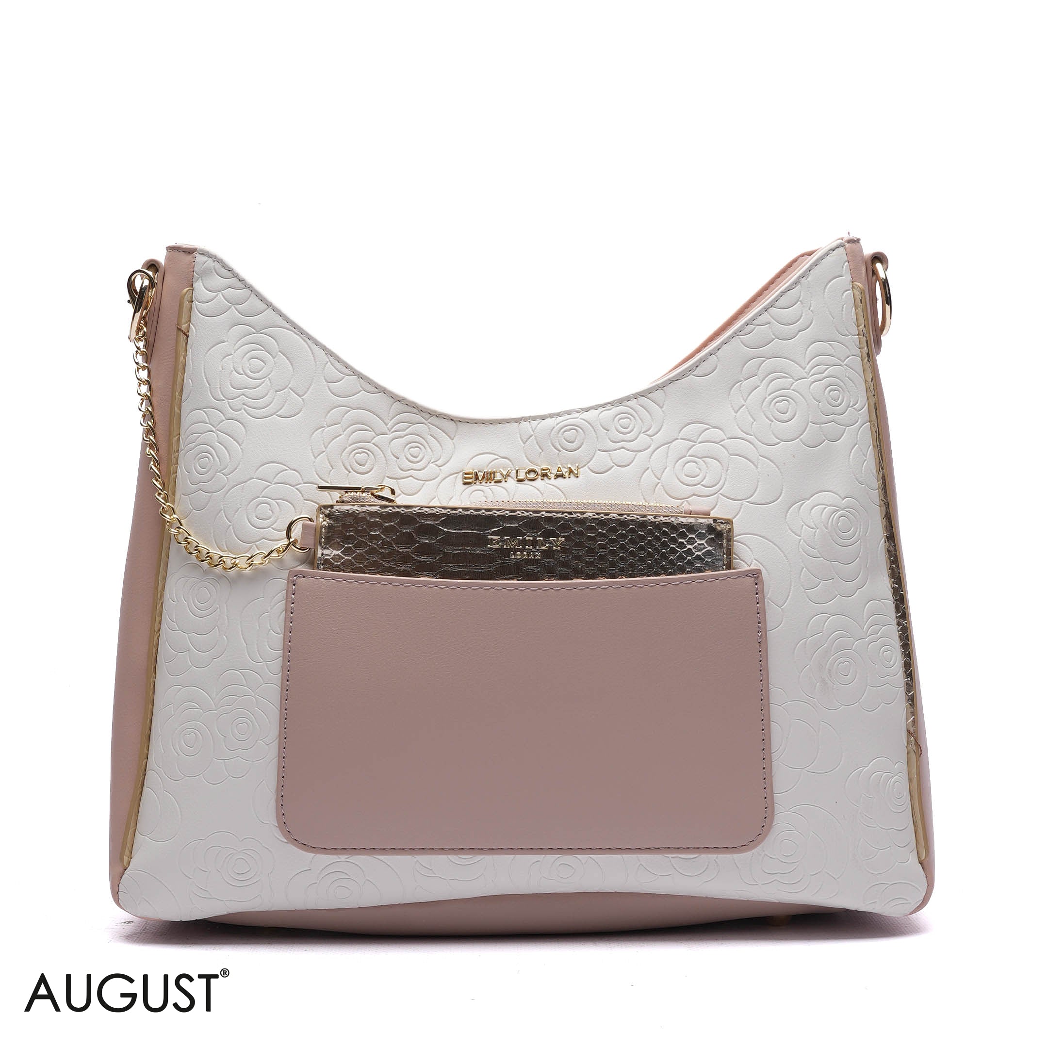 EMBOSSED ROSE SHOULDER BAG SET