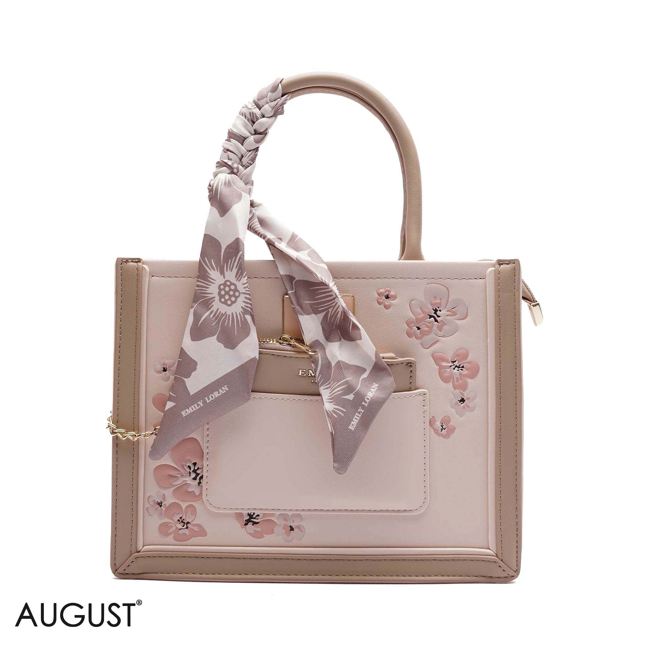 FLORAL EMBROIDERED HANDBAG WITH POUCH - SMALL