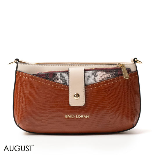 LEATHER CROSSBODY WITH MIX OF SNAKESKIN,CROC -SMALL