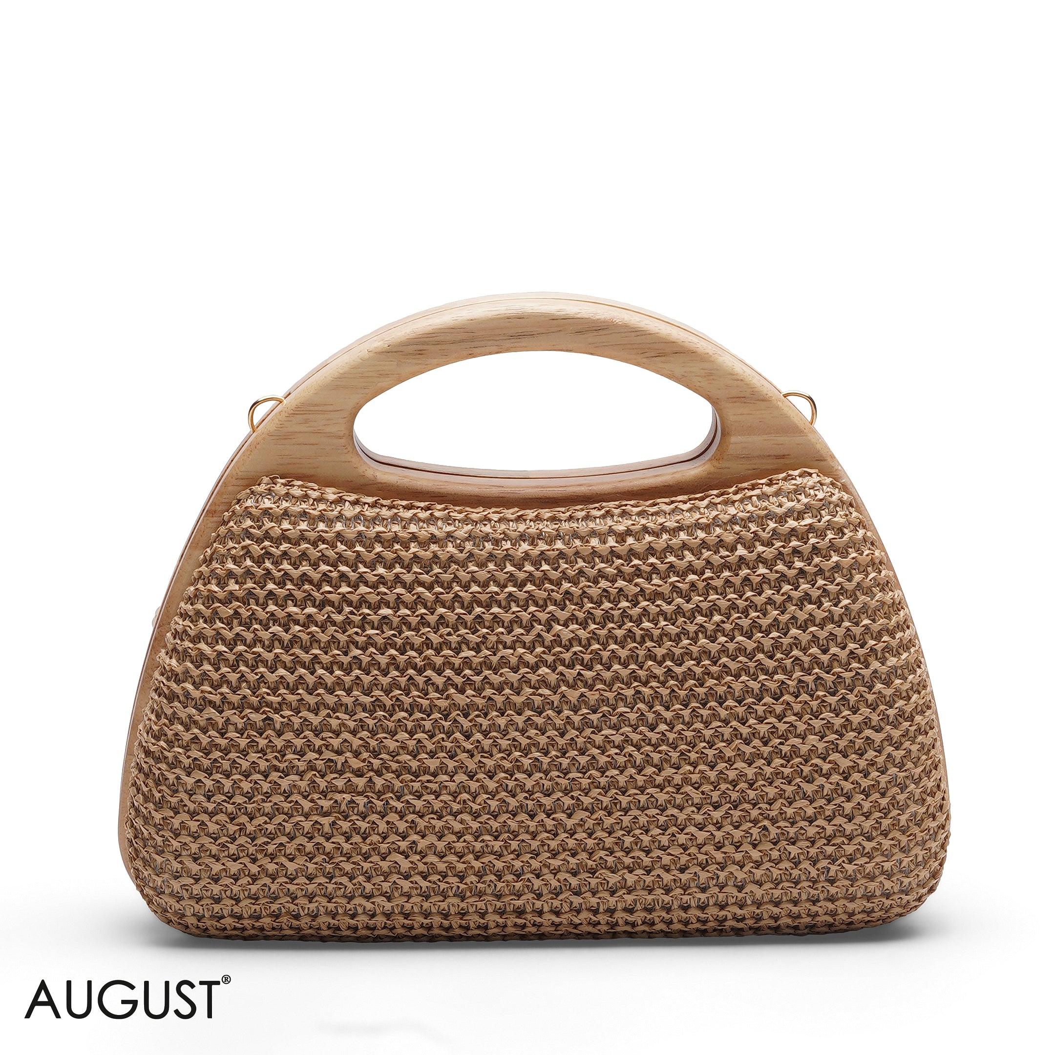 FLORAL EMBROIDERY WOODEN HANDLE CLUTCH