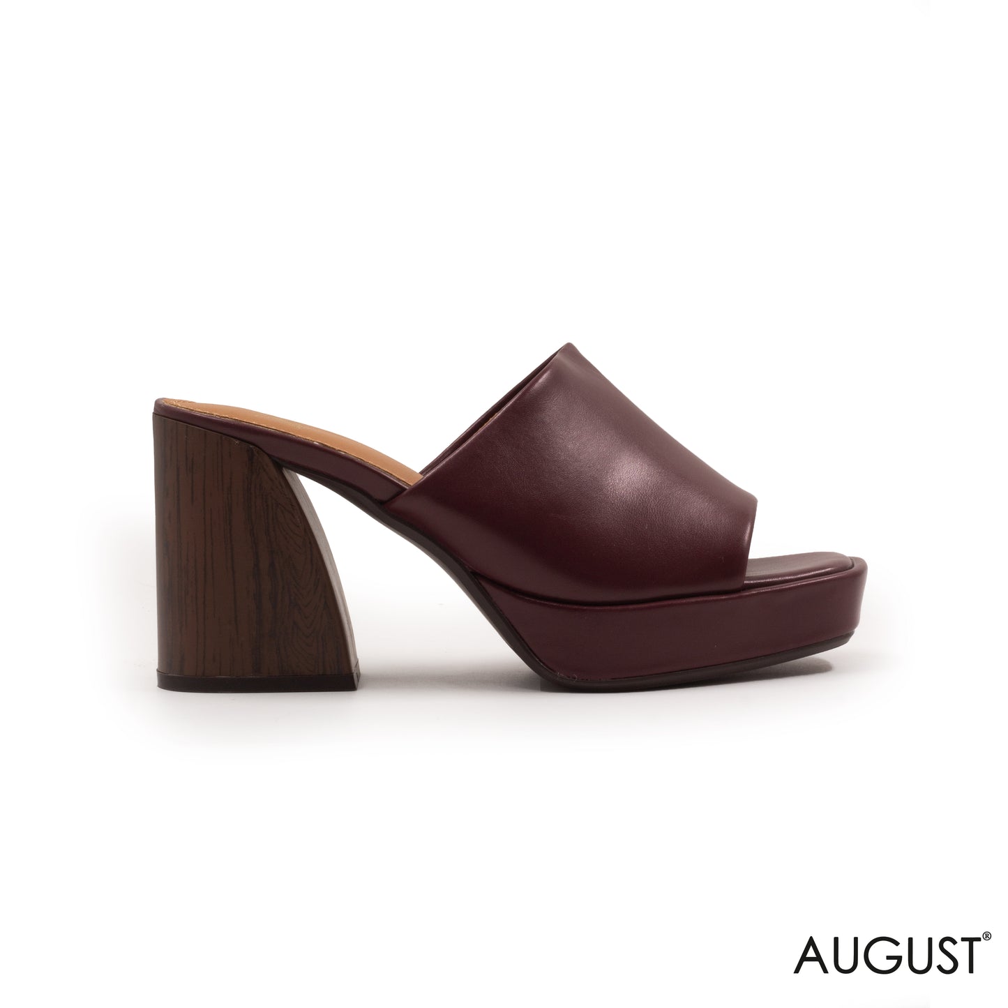 SMOOTH LEATHER SABO WITH WOODEN HEEL