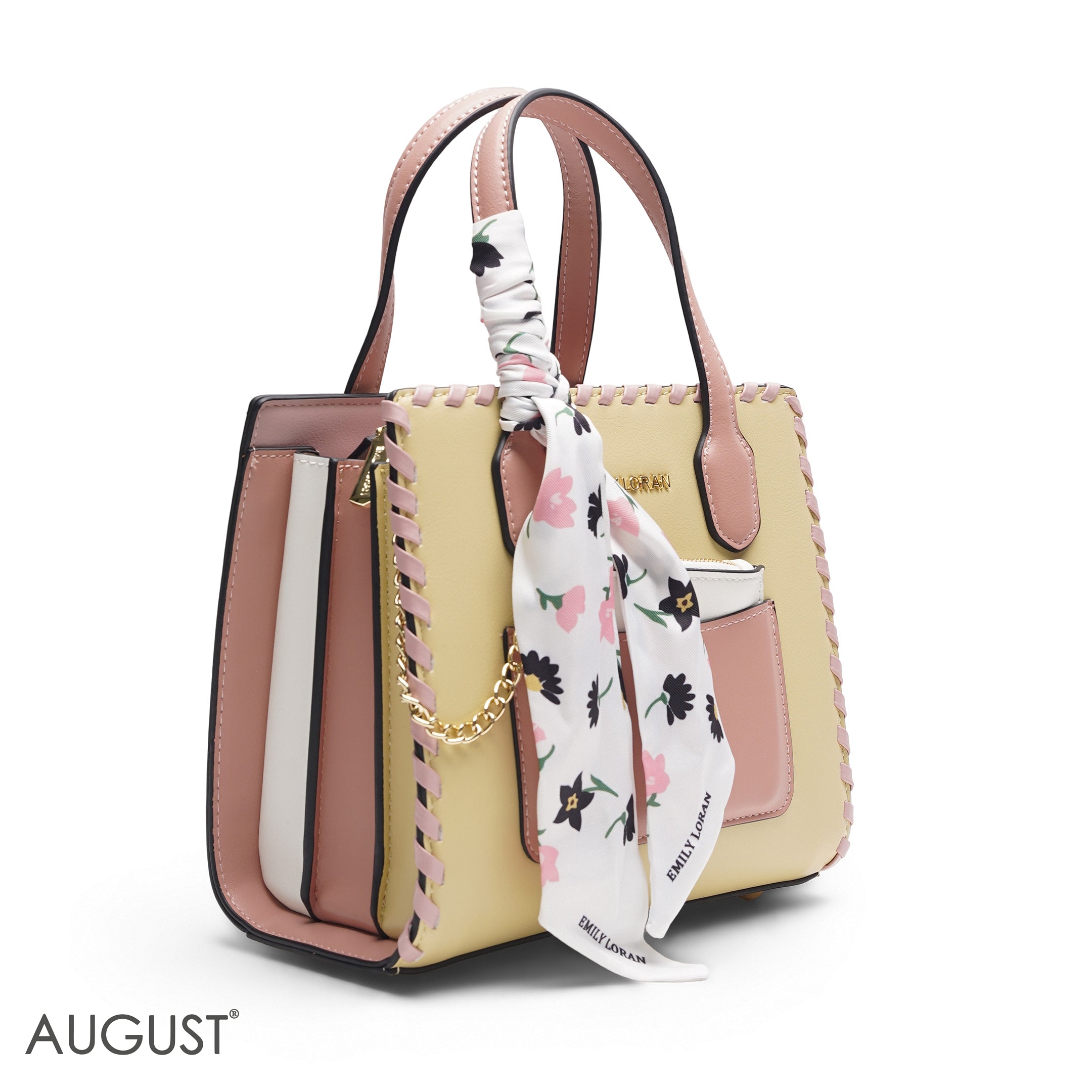 YELLOW & PINK TOTE WITH WHITE POUCH