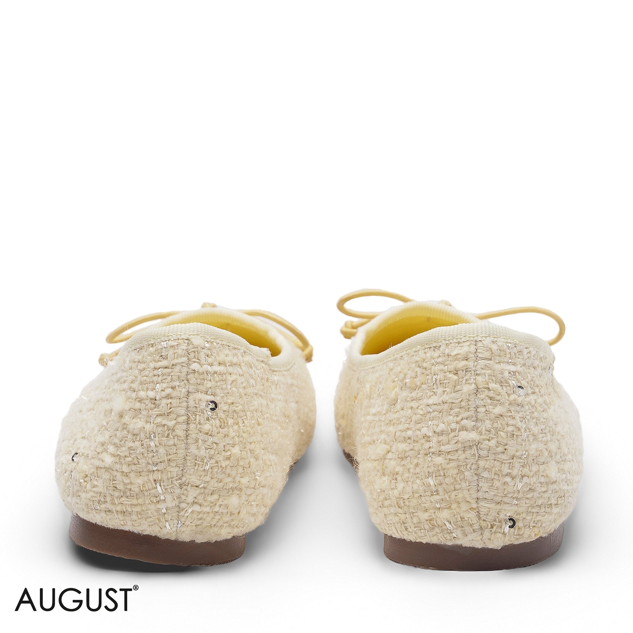 ELEGANT YELLOW TWEED SLINGBACK FLAT