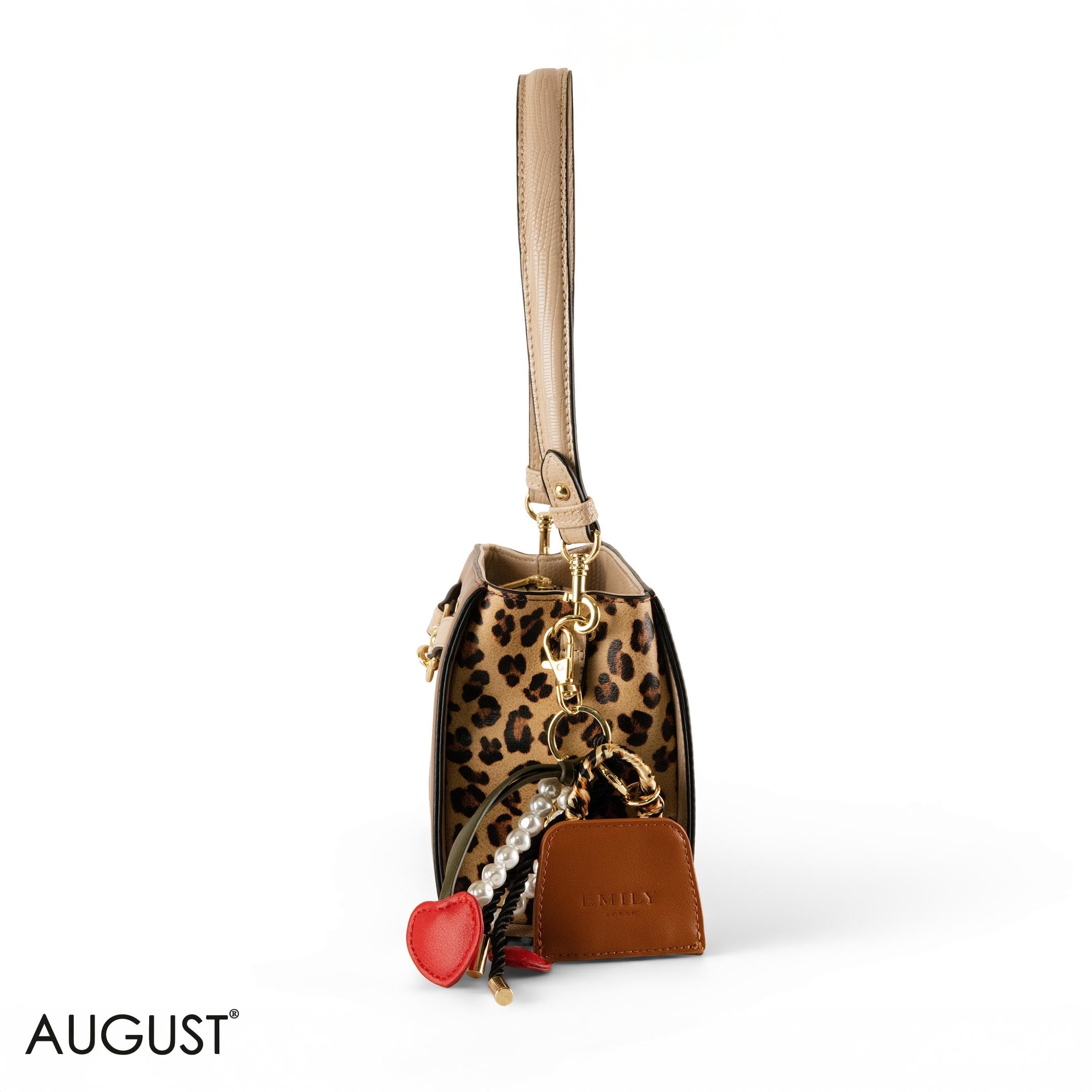 BROWN LEATHER SHOULDER BAG WITH ACCESSORIES- SMALL