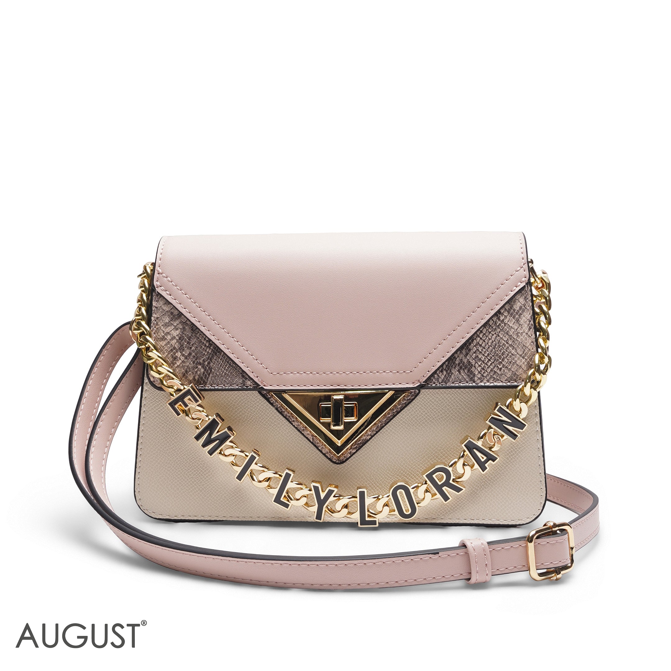 EMILY LORAN PINK & SNAKESKIN ENVELOPE BAG - MED