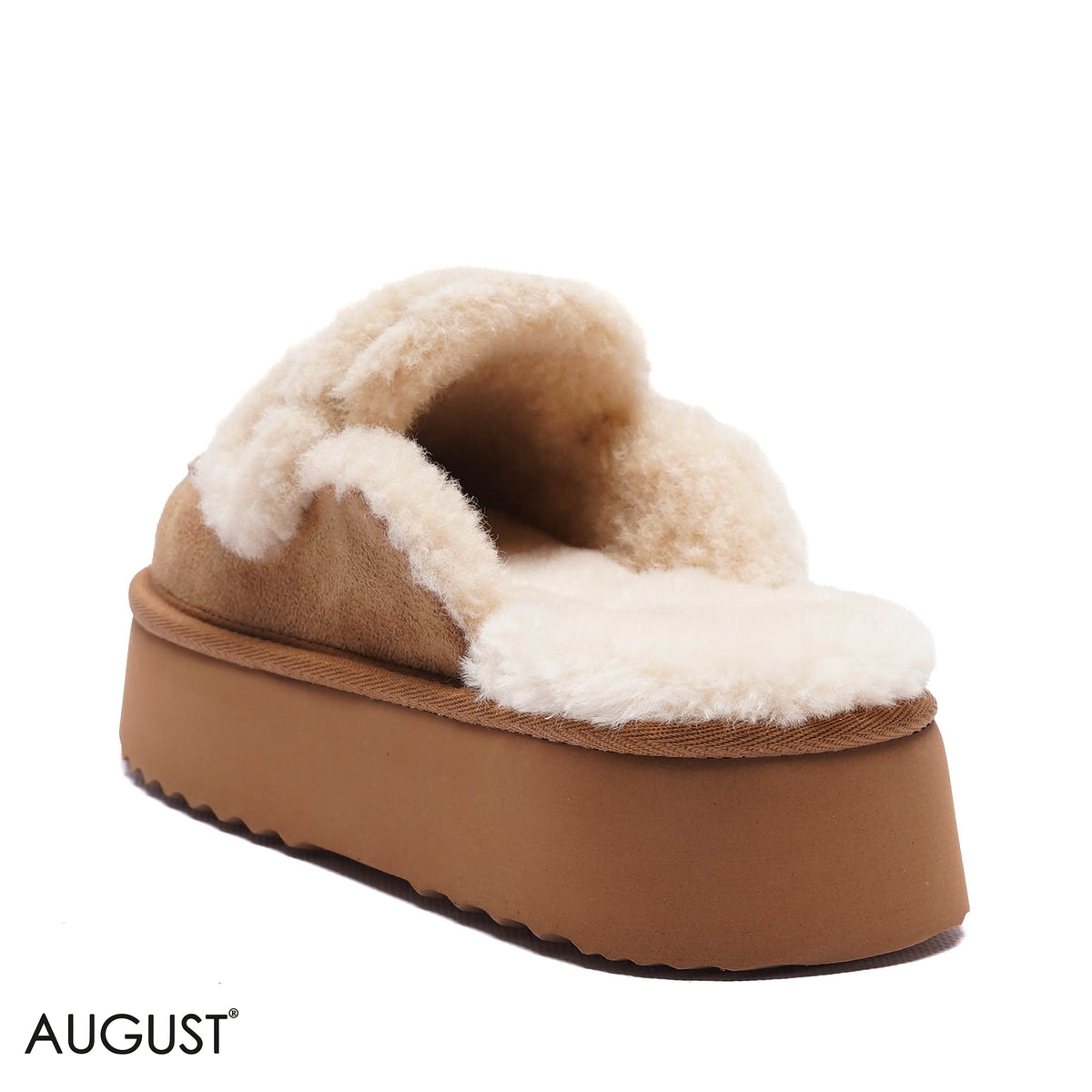 PLATFORM FAUX-FUR SUEDE SLIPPER