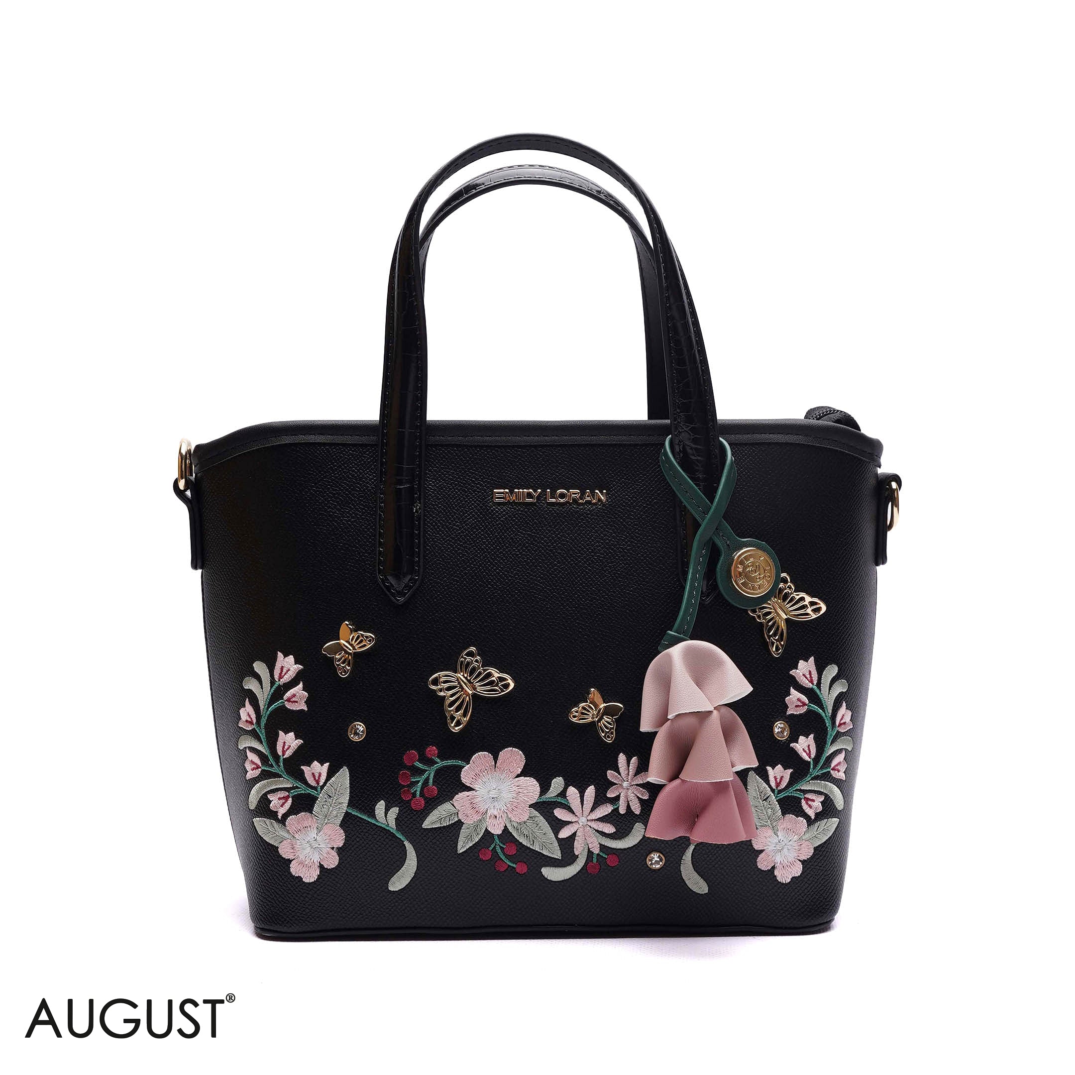 EMBROIDERED FLORAL HANDBAG