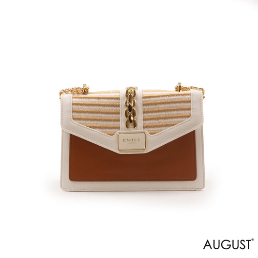 LEATHER CROSSBODY BAG WITH STRAW DETAILS- SMALL