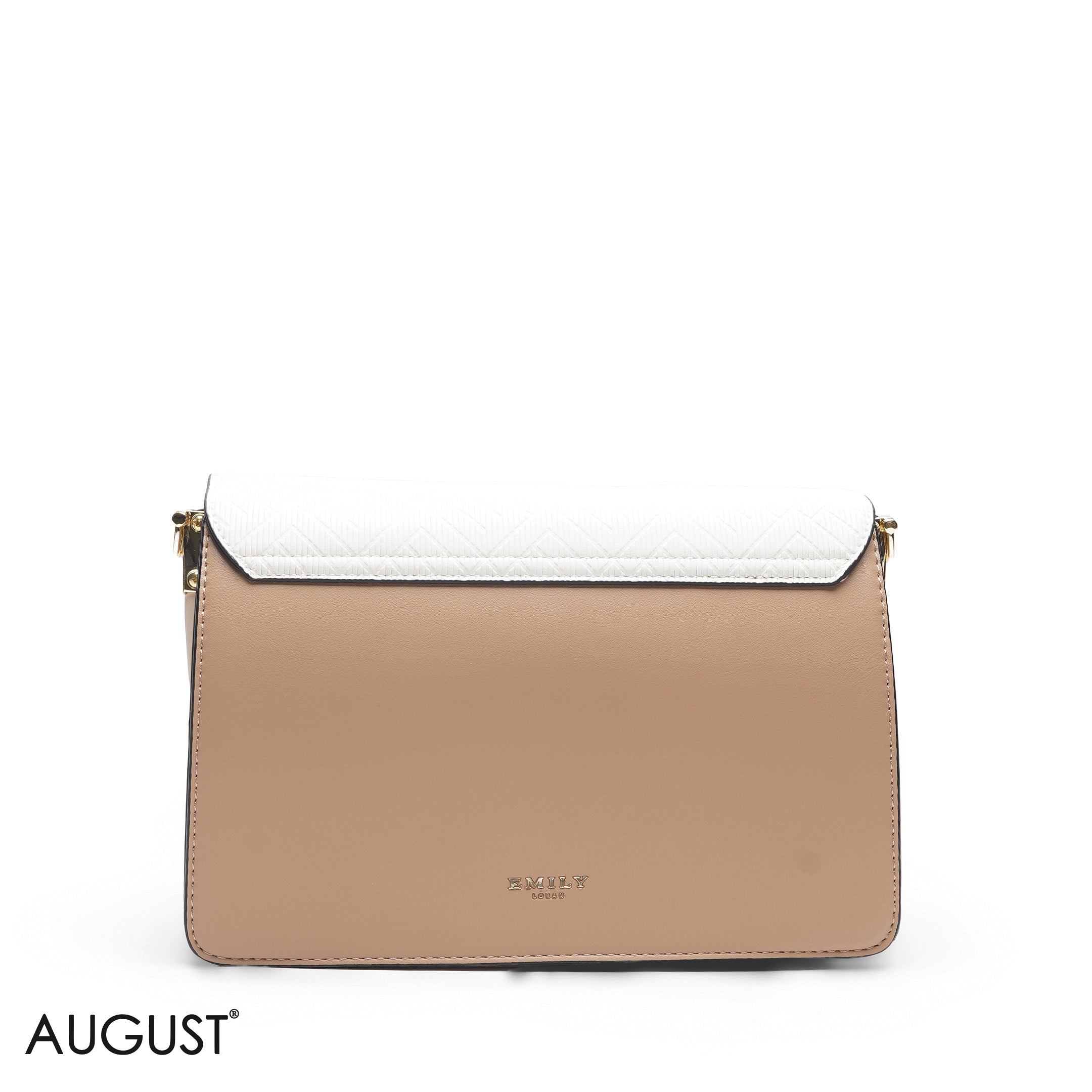 BEIGE WHITE BAG WITH HAND STRAP - MED