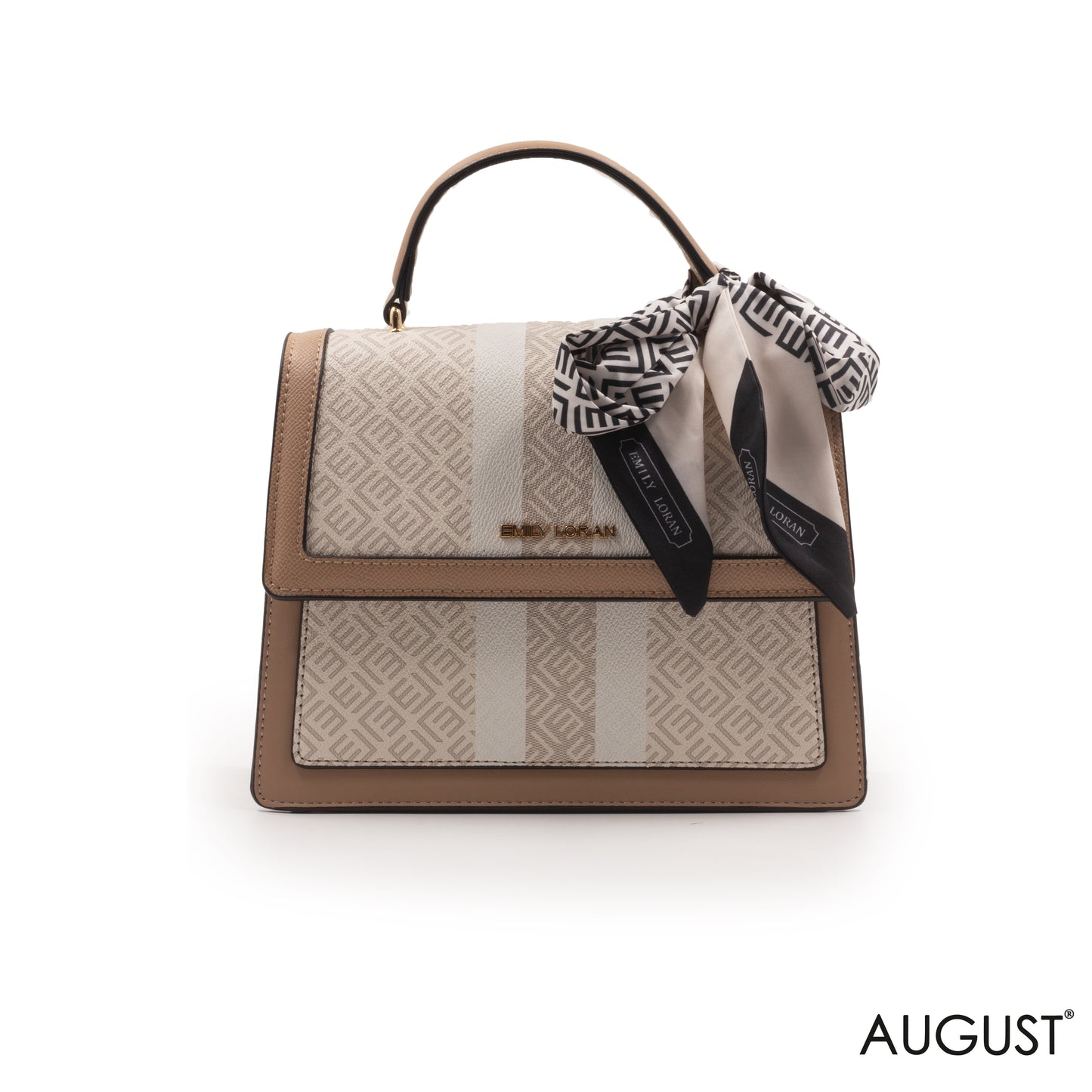 EMILY LORAN LEATHER HANDBAG WITH PATTERN,SCARF -MED