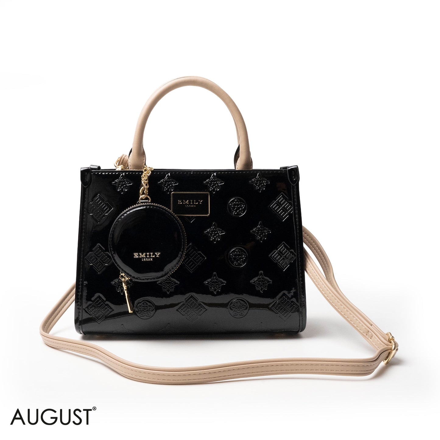 CLASSIC GLOSSY LEATHER PATTERNED HANDBAG - MED