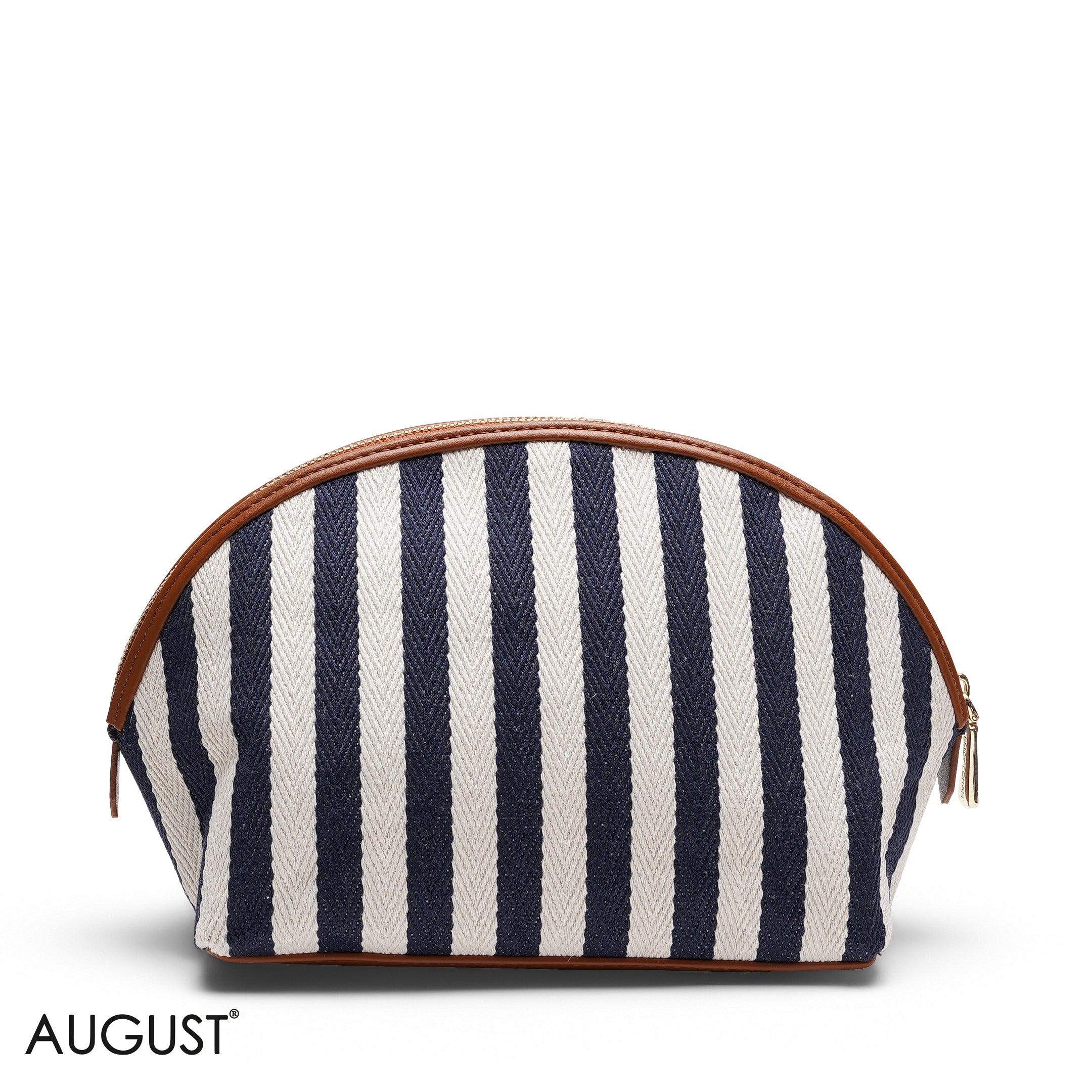 STRIPPED MAKEUP BAG WITH EMBOSSED LOGO