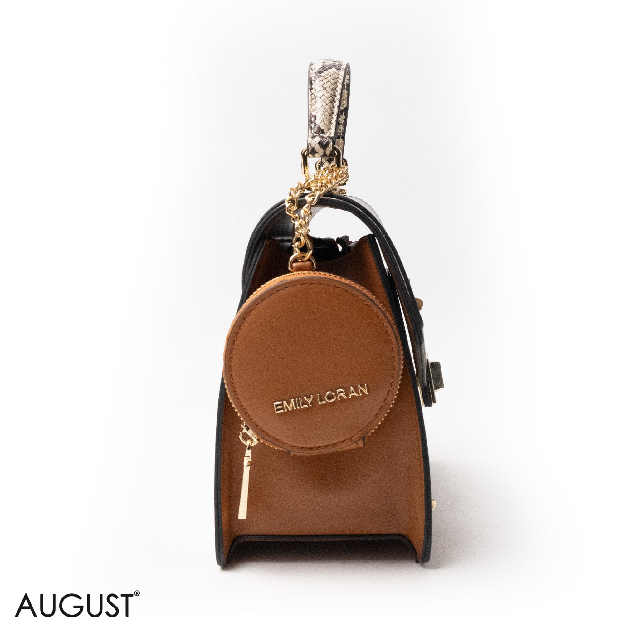 MIXED-COLOR LEATHER HANDBAG WITH FLAP - MED