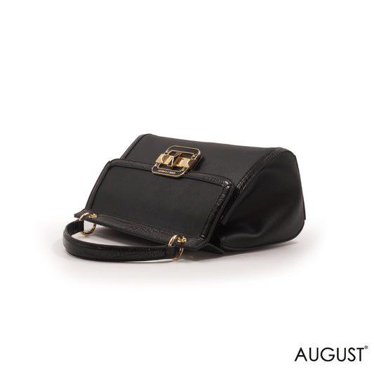 WOVEN STRAW HANDBAG WITH LEATHER ACCENTS -MED