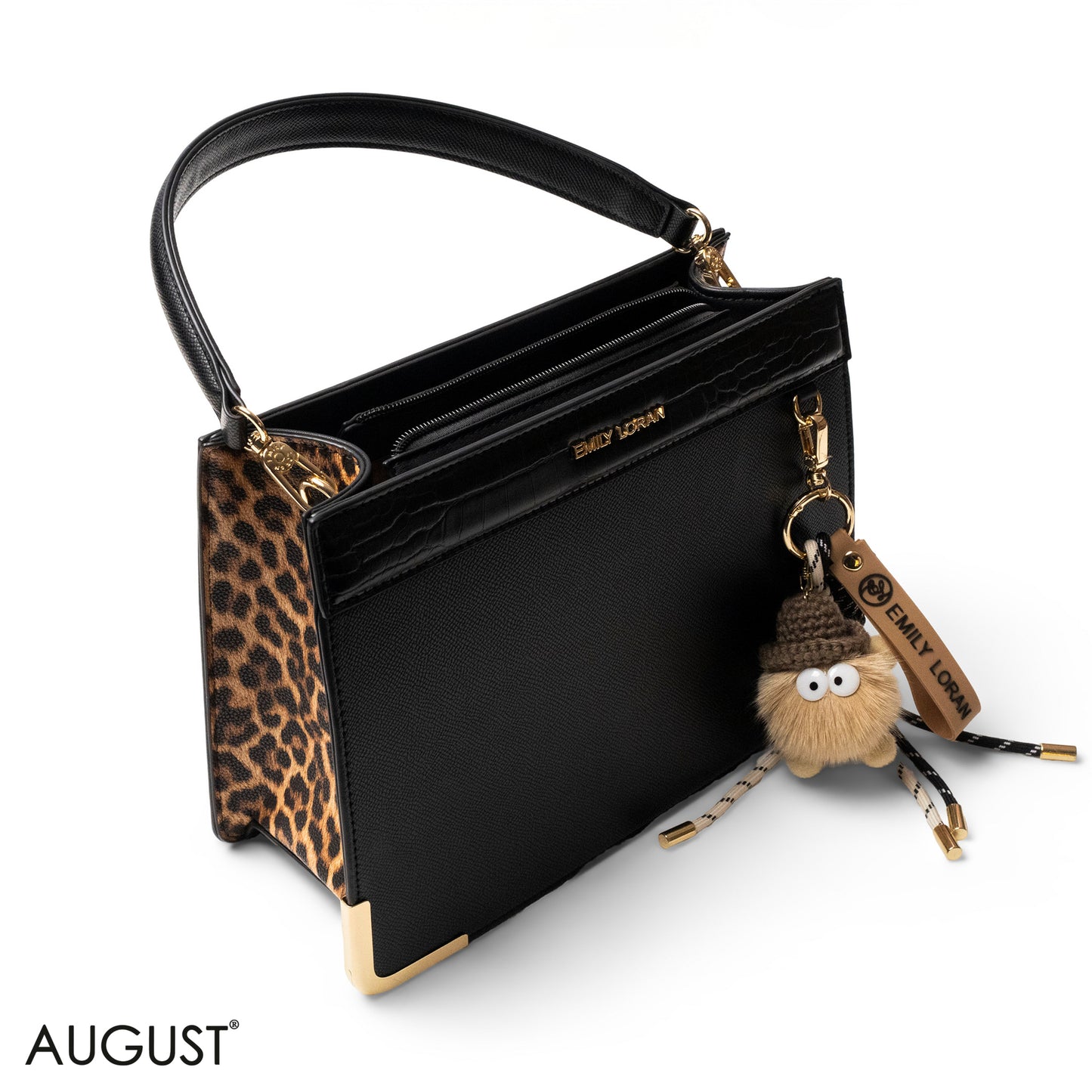 MATTE SMOOTH LEATHER HANDBAG WITH ACCESSORIES -MED