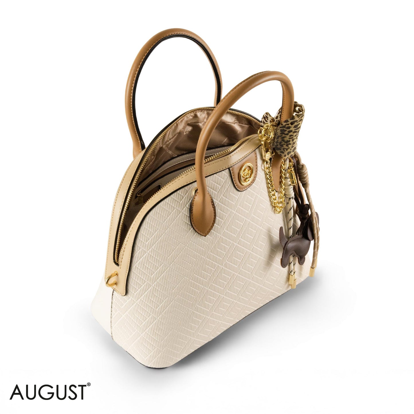 EMILY LORAN EMBOSSED LEATHER HANDBAG WITH ACCESSORIES - LARGE