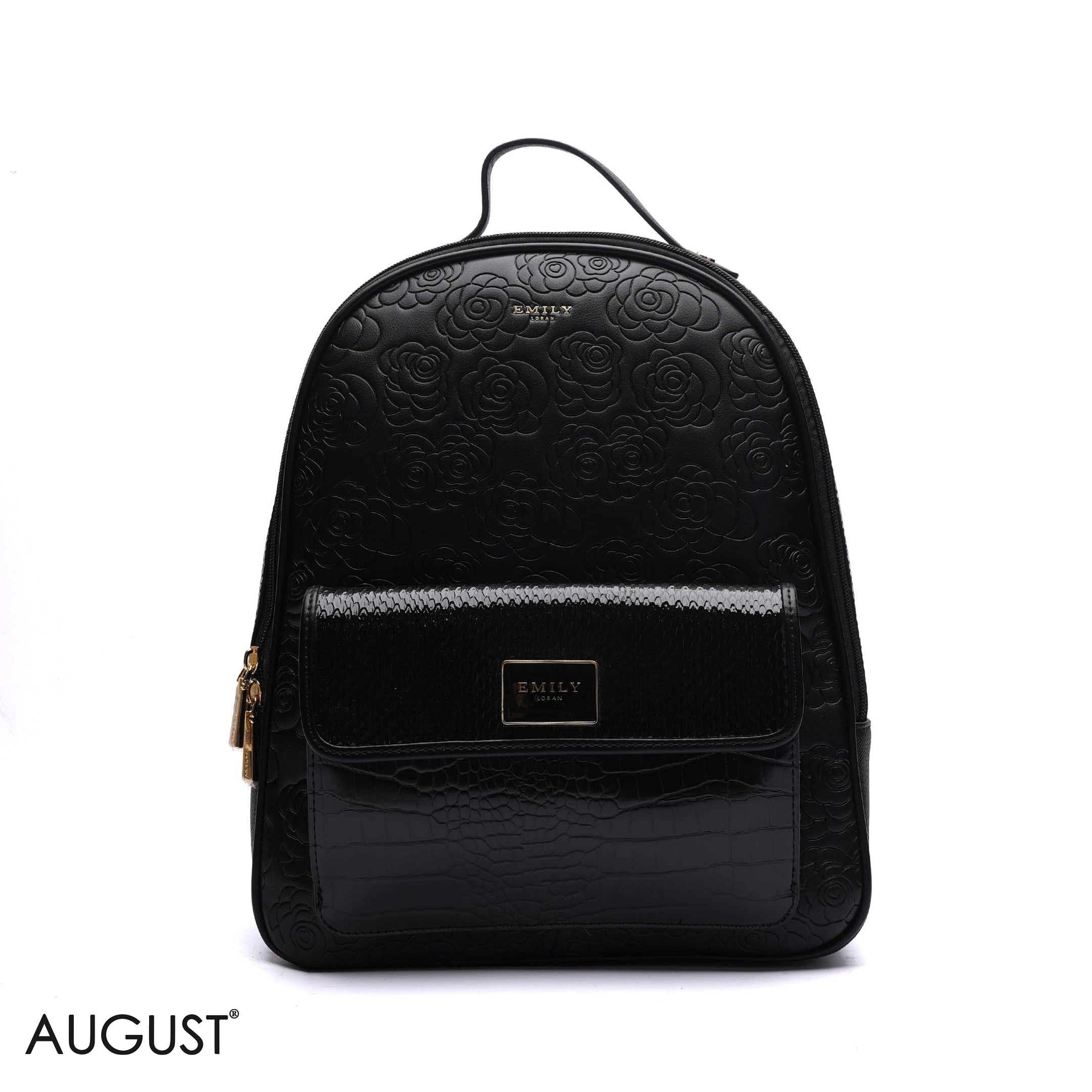 EMBOSSED FLORAL BACKPACK WITH FRONT FLAP POCKET