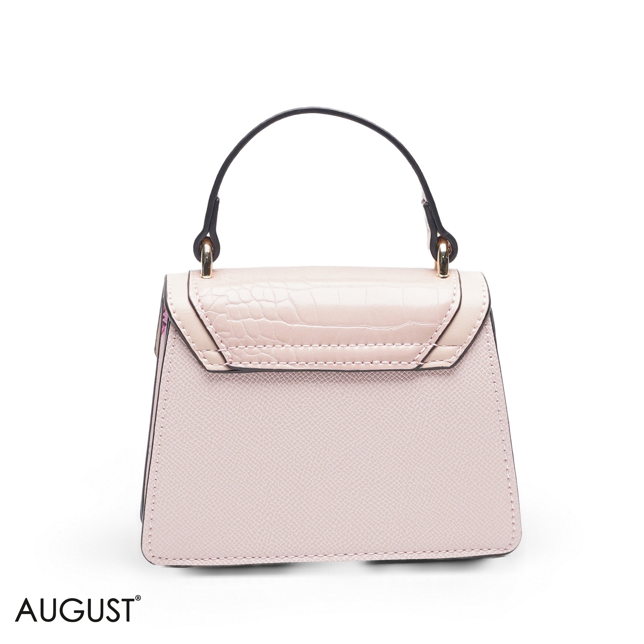 MINI PINK FLORAL BAG WITH GOLD METAL STRAP