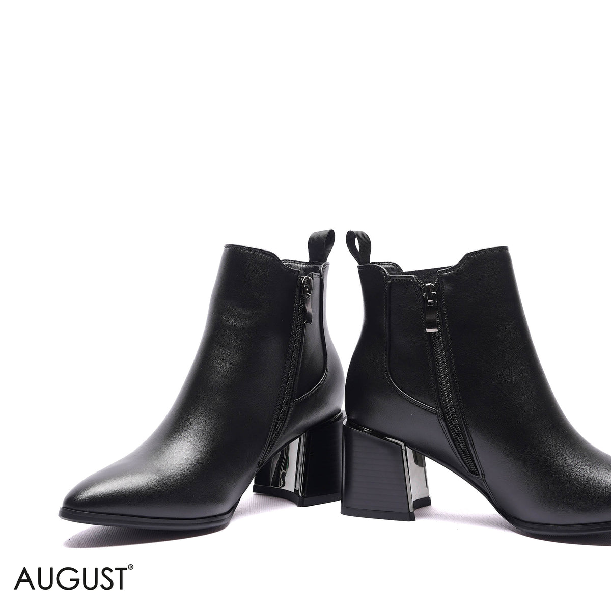 GORE-PANEL POINTED BLOCK HEEL BOOTS