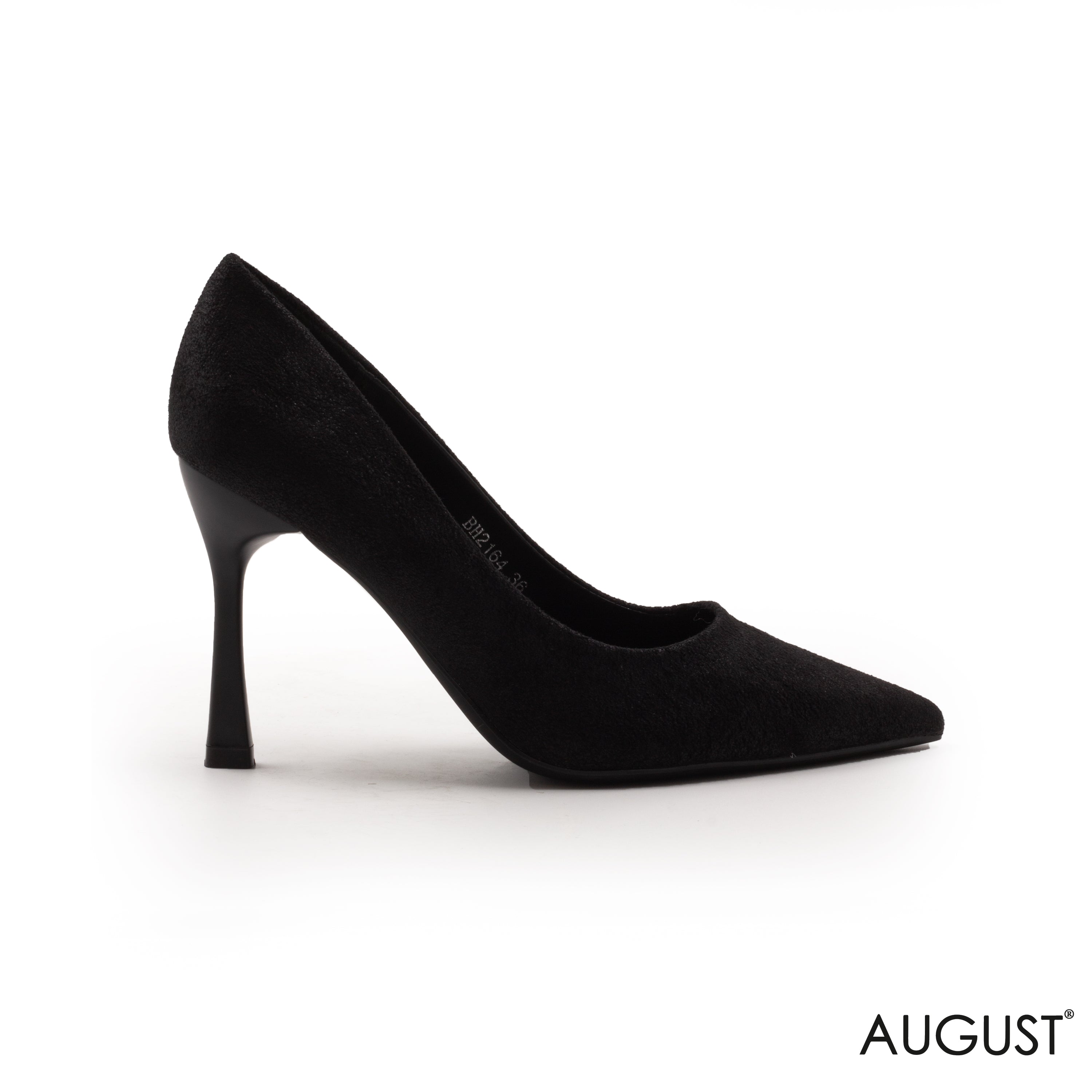 SUEDE BLACK POINTED-TOE PUMPS