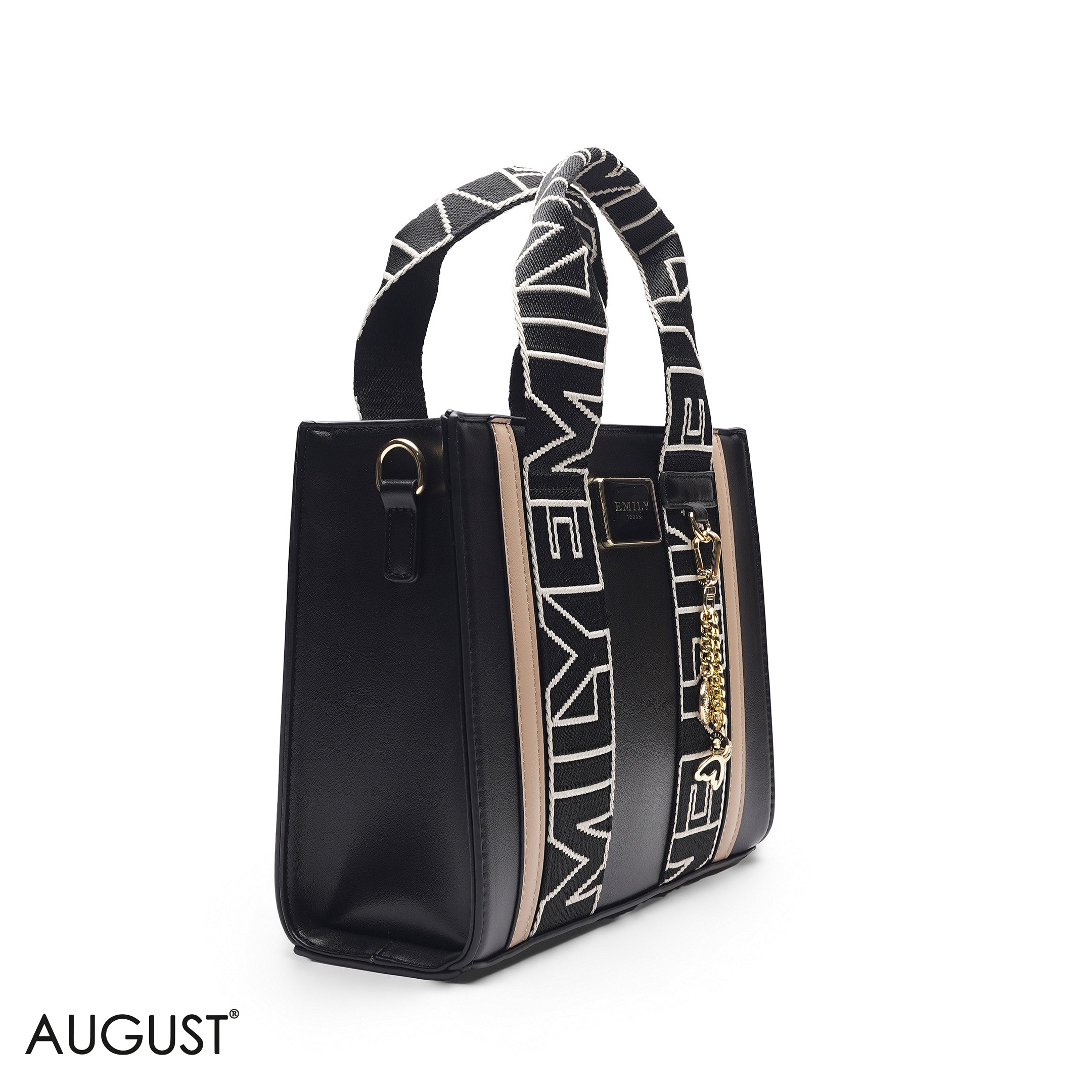 BLACK TOTE BAG WITH SCARF HANDLE - MED